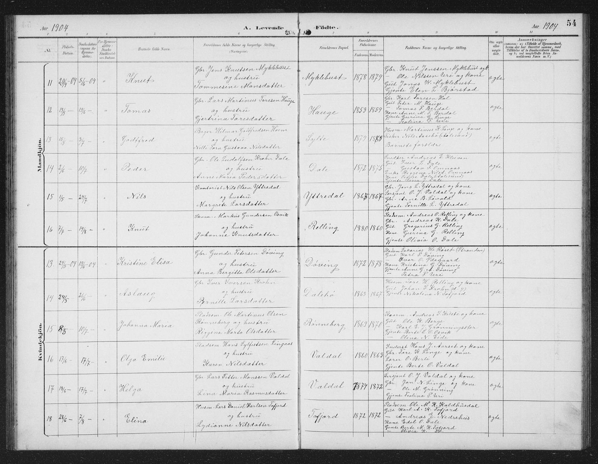 Ministerialprotokoller, klokkerbøker og fødselsregistre - Møre og Romsdal, AV/SAT-A-1454/519/L0264: Parish register (copy) no. 519C05, 1892-1910, p. 54