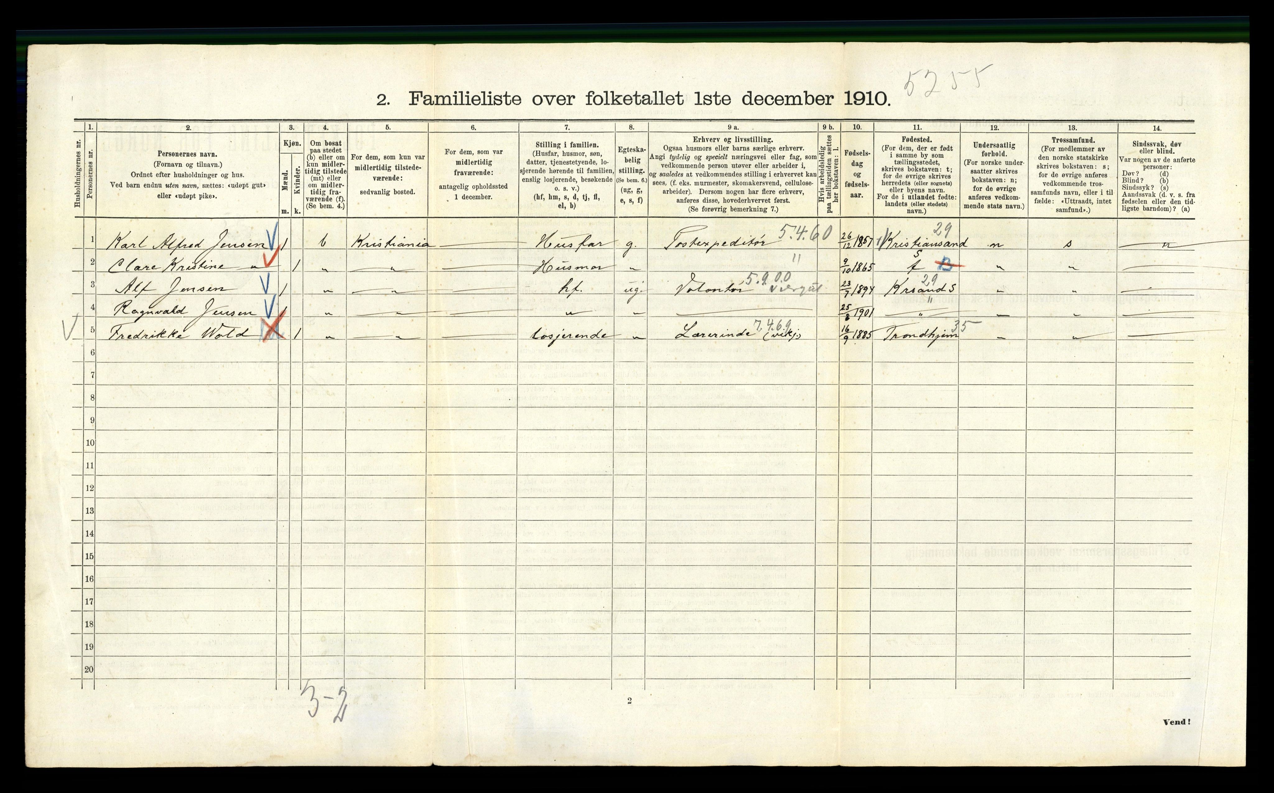 RA, 1910 census for Kristiania, 1910, p. 86664