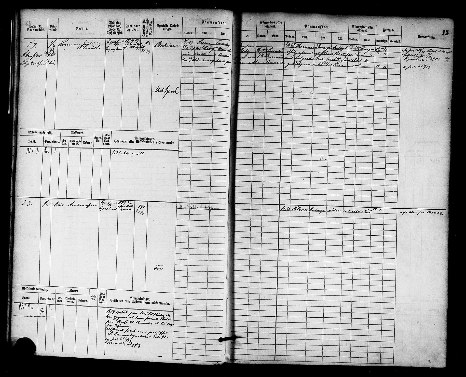 Egersund mønstringskrets, AV/SAK-2031-0019/F/Fb/L0001: Hovedrulle nr 1-666, O-3, 1868-1920, p. 16