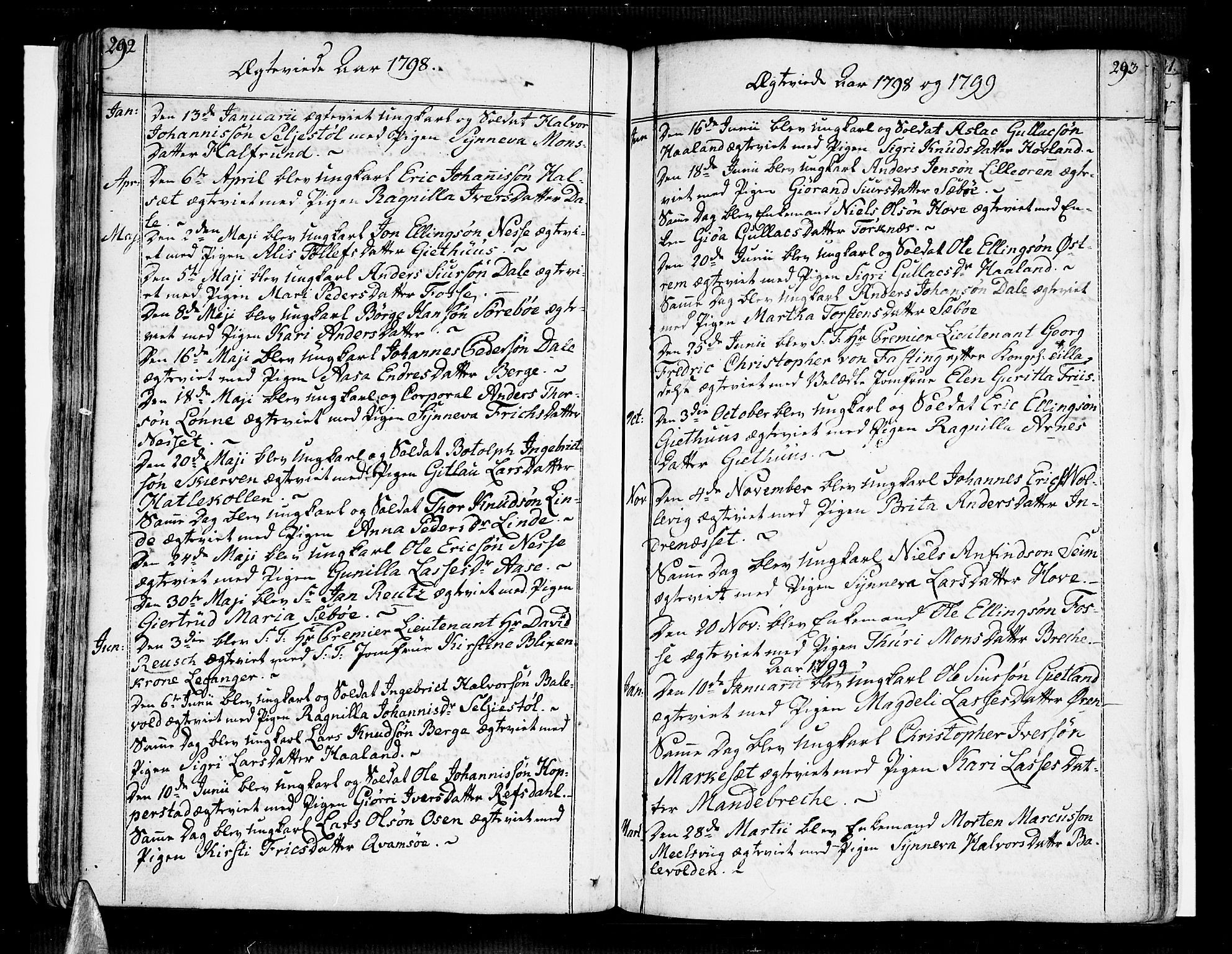 Vik sokneprestembete, SAB/A-81501: Parish register (official) no. A 5, 1787-1820, p. 292-293