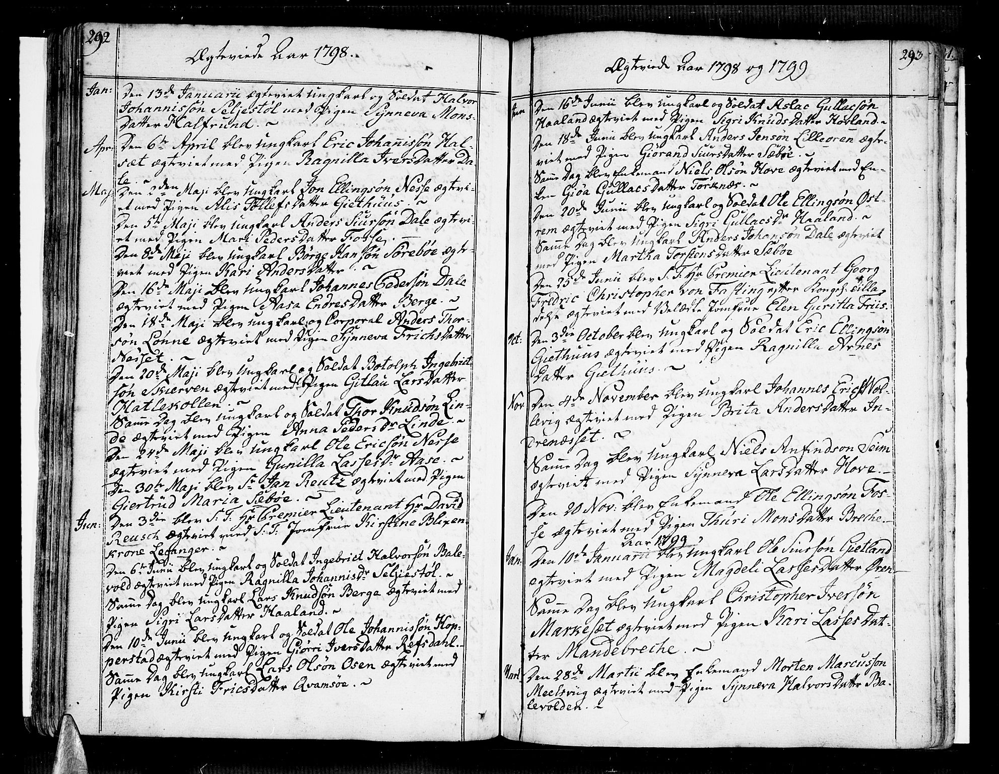 Vik sokneprestembete, AV/SAB-A-81501/H/Haa/Haaa/L0005: Parish register (official) no. A 5, 1787-1820, p. 292-293