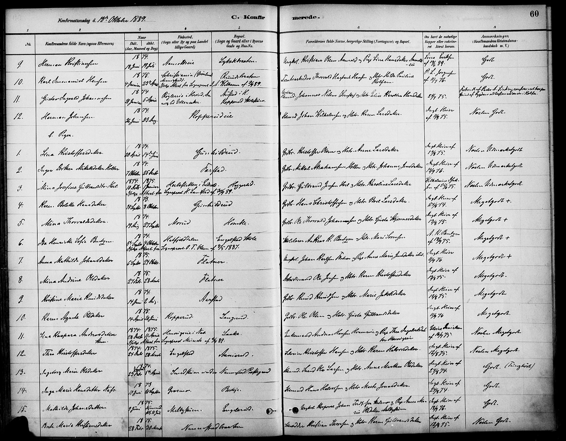 Nannestad prestekontor Kirkebøker, SAO/A-10414a/F/Fa/L0014: Parish register (official) no. I 14, 1881-1890, p. 60