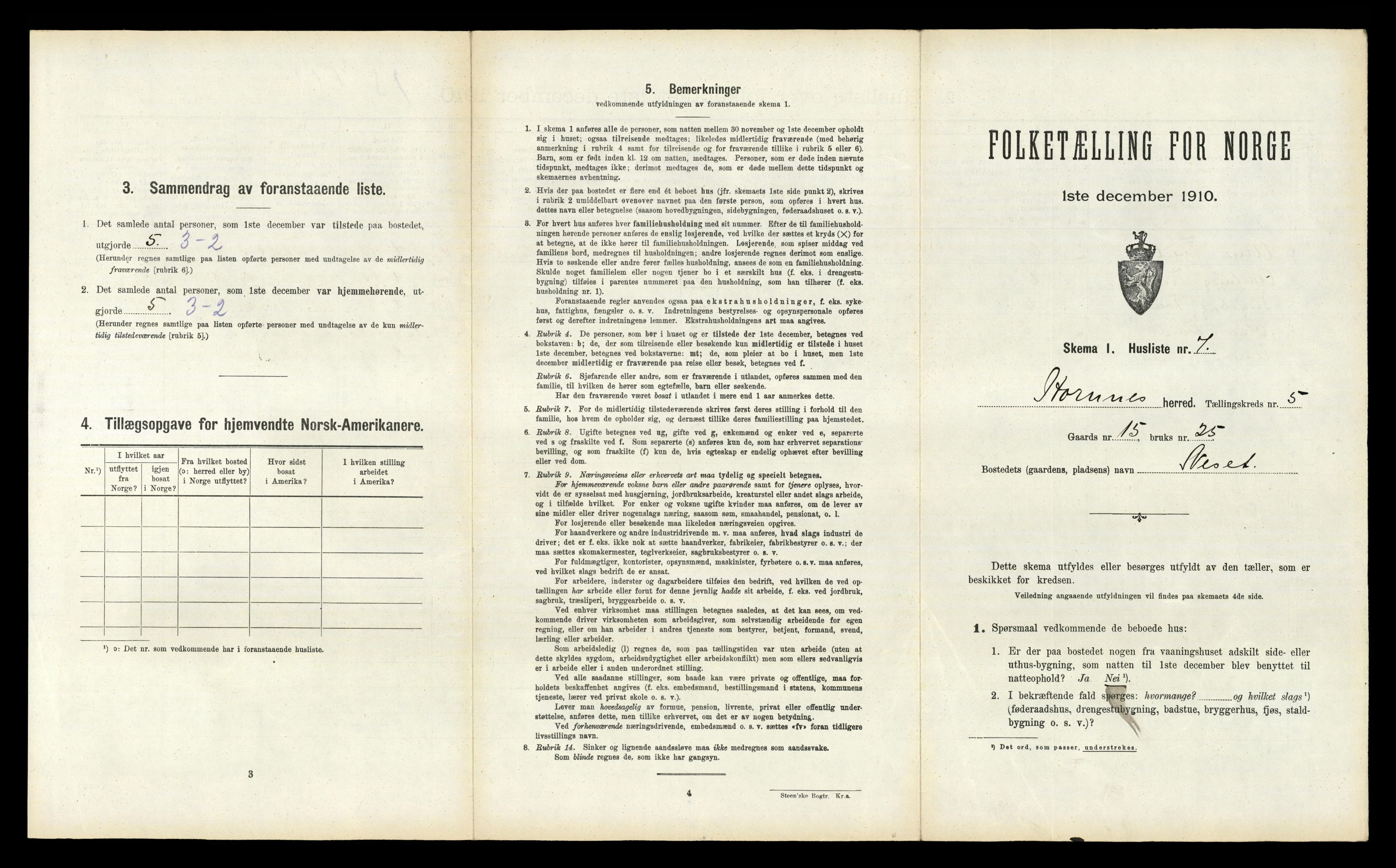 RA, 1910 census for Hornnes, 1910, p. 266