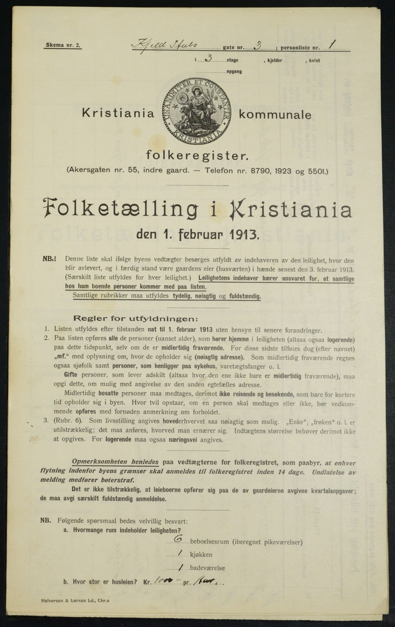 OBA, Municipal Census 1913 for Kristiania, 1913, p. 51223