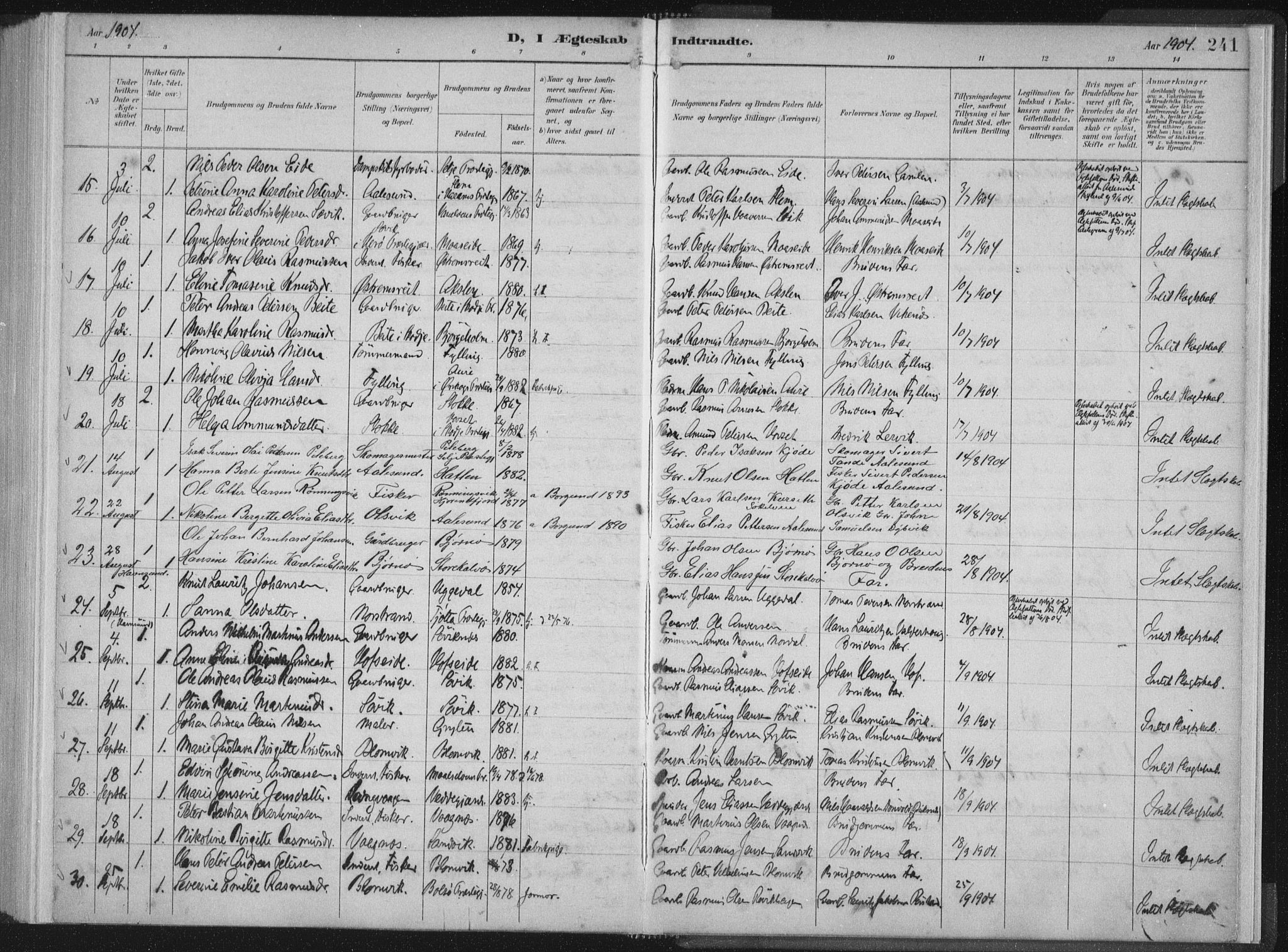 Ministerialprotokoller, klokkerbøker og fødselsregistre - Møre og Romsdal, AV/SAT-A-1454/528/L0405: Parish register (official) no. 528A14, 1891-1906, p. 241