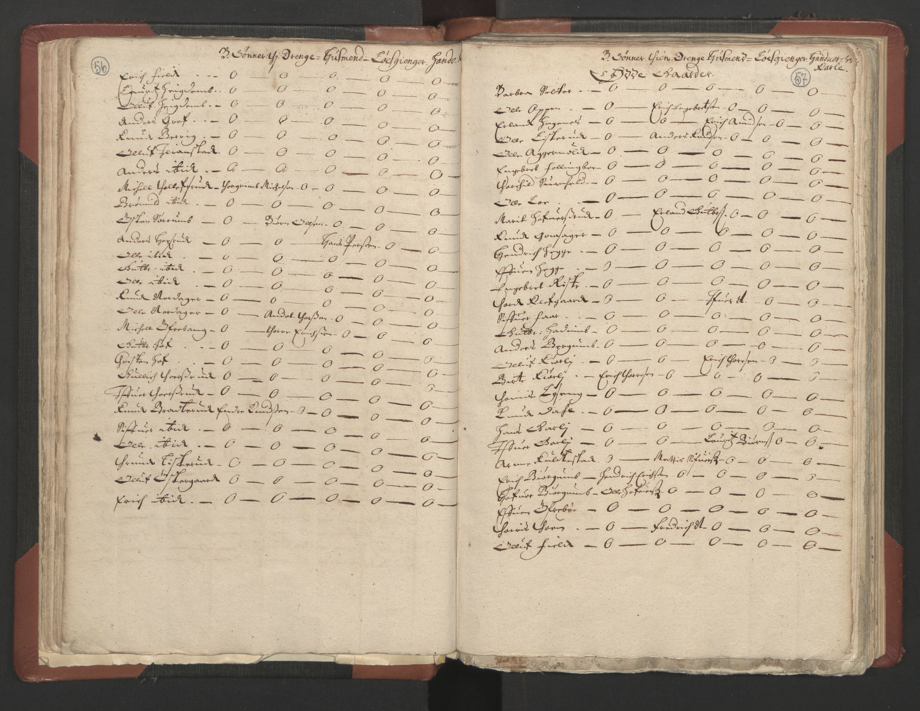 RA, Bailiff's Census 1664-1666, no. 4: Hadeland and Valdres fogderi and Gudbrandsdal fogderi, 1664, p. 56-57