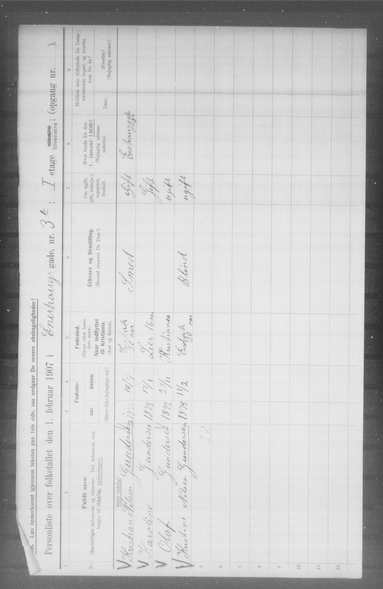 OBA, Municipal Census 1907 for Kristiania, 1907, p. 10848