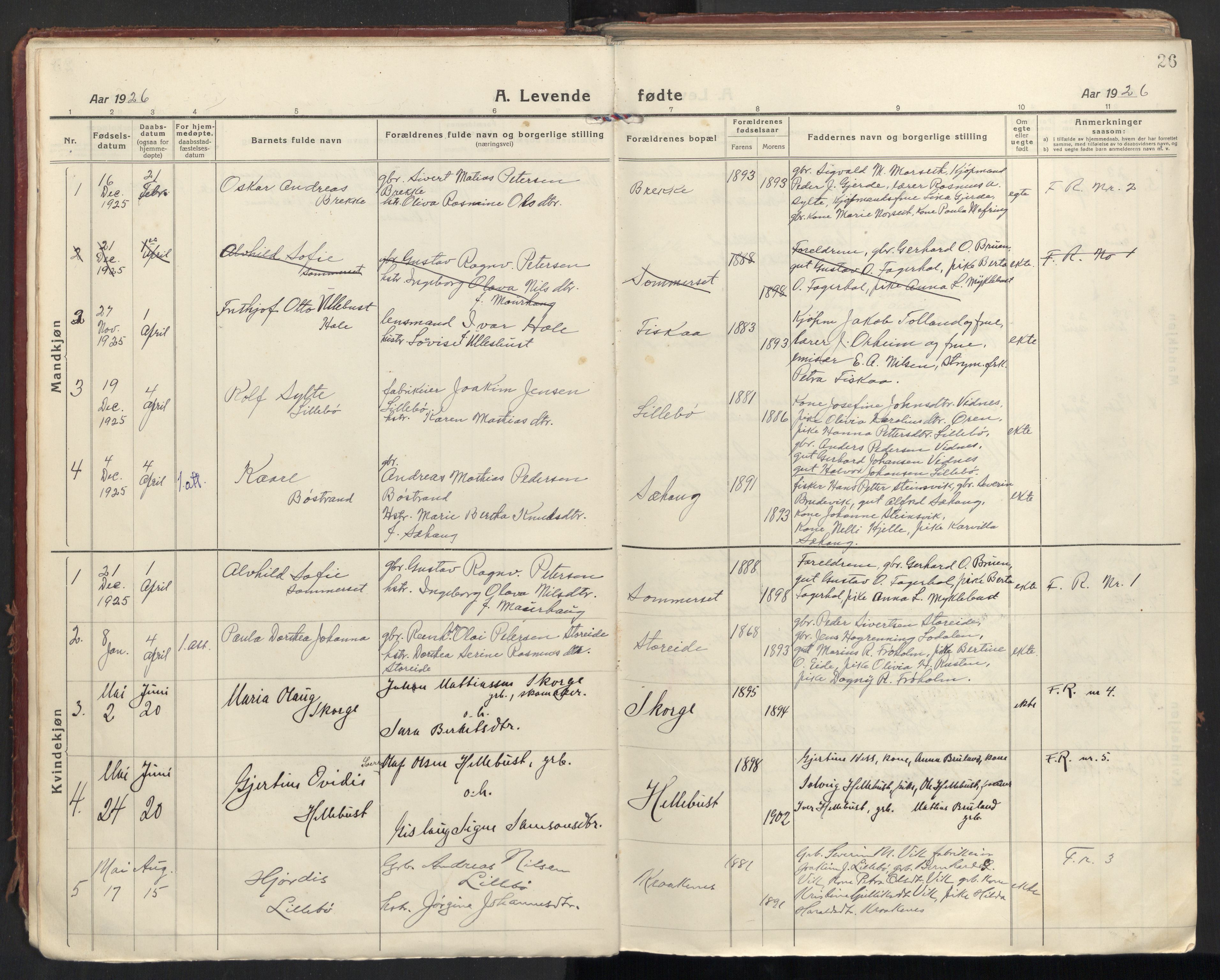 Ministerialprotokoller, klokkerbøker og fødselsregistre - Møre og Romsdal, SAT/A-1454/501/L0012: Parish register (official) no. 501A12, 1920-1946, p. 26
