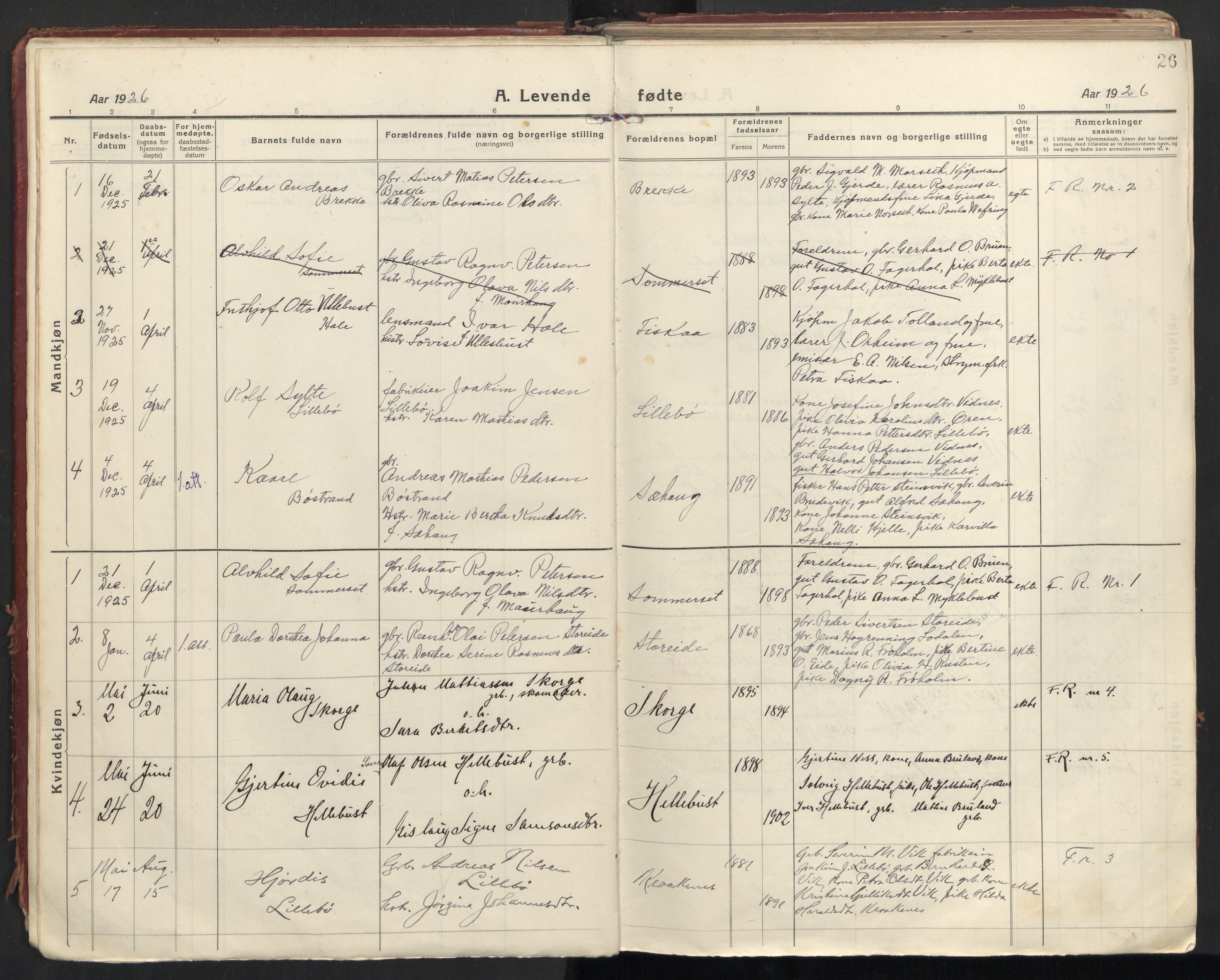 Ministerialprotokoller, klokkerbøker og fødselsregistre - Møre og Romsdal, AV/SAT-A-1454/501/L0012: Parish register (official) no. 501A12, 1920-1946, p. 26