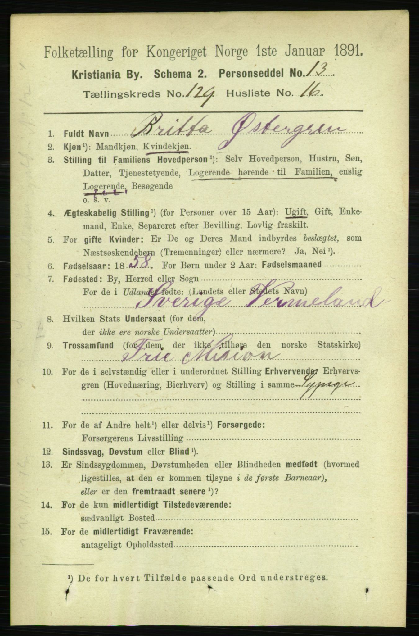 RA, 1891 census for 0301 Kristiania, 1891, p. 69664