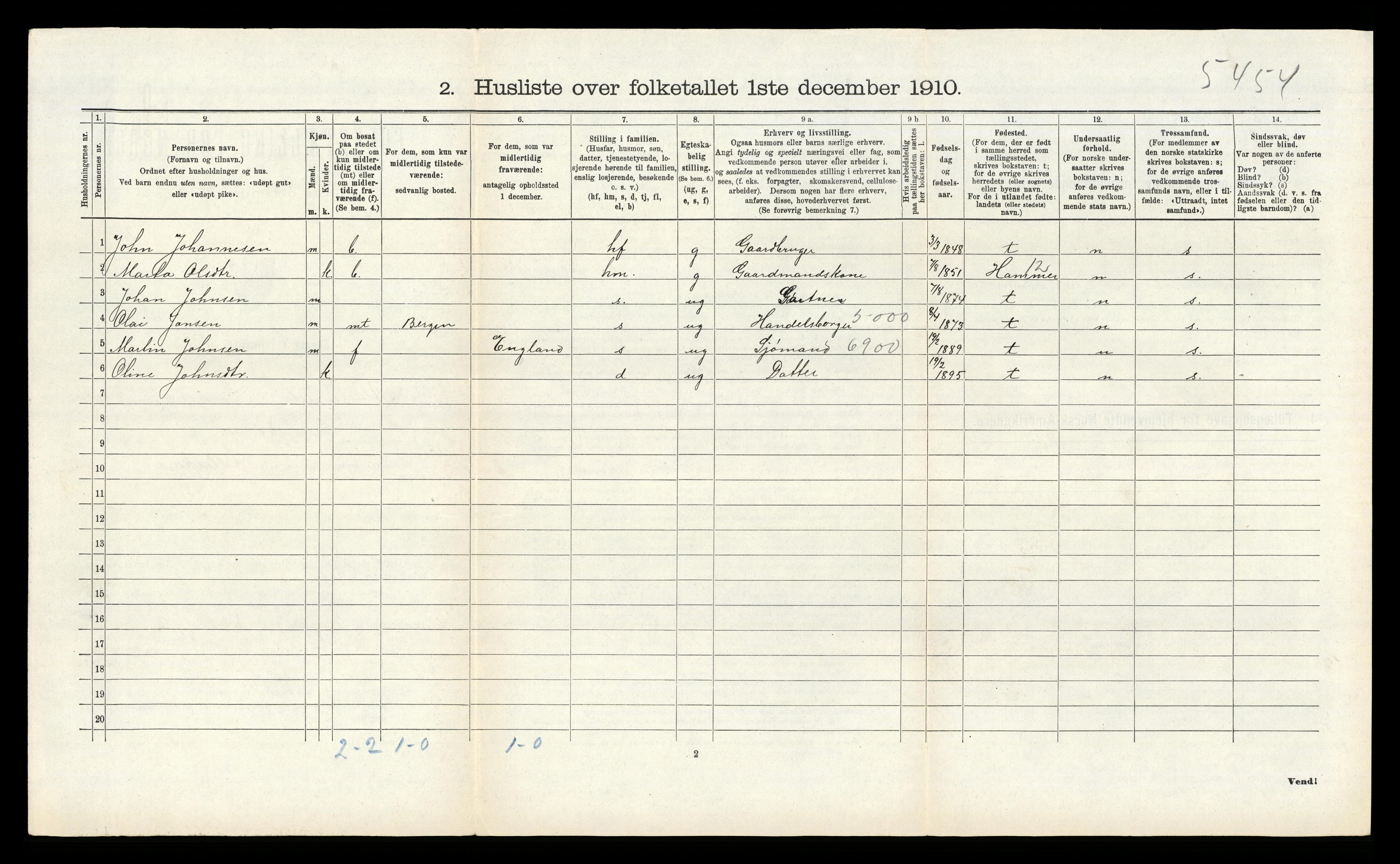 RA, 1910 census for Alversund, 1910, p. 765