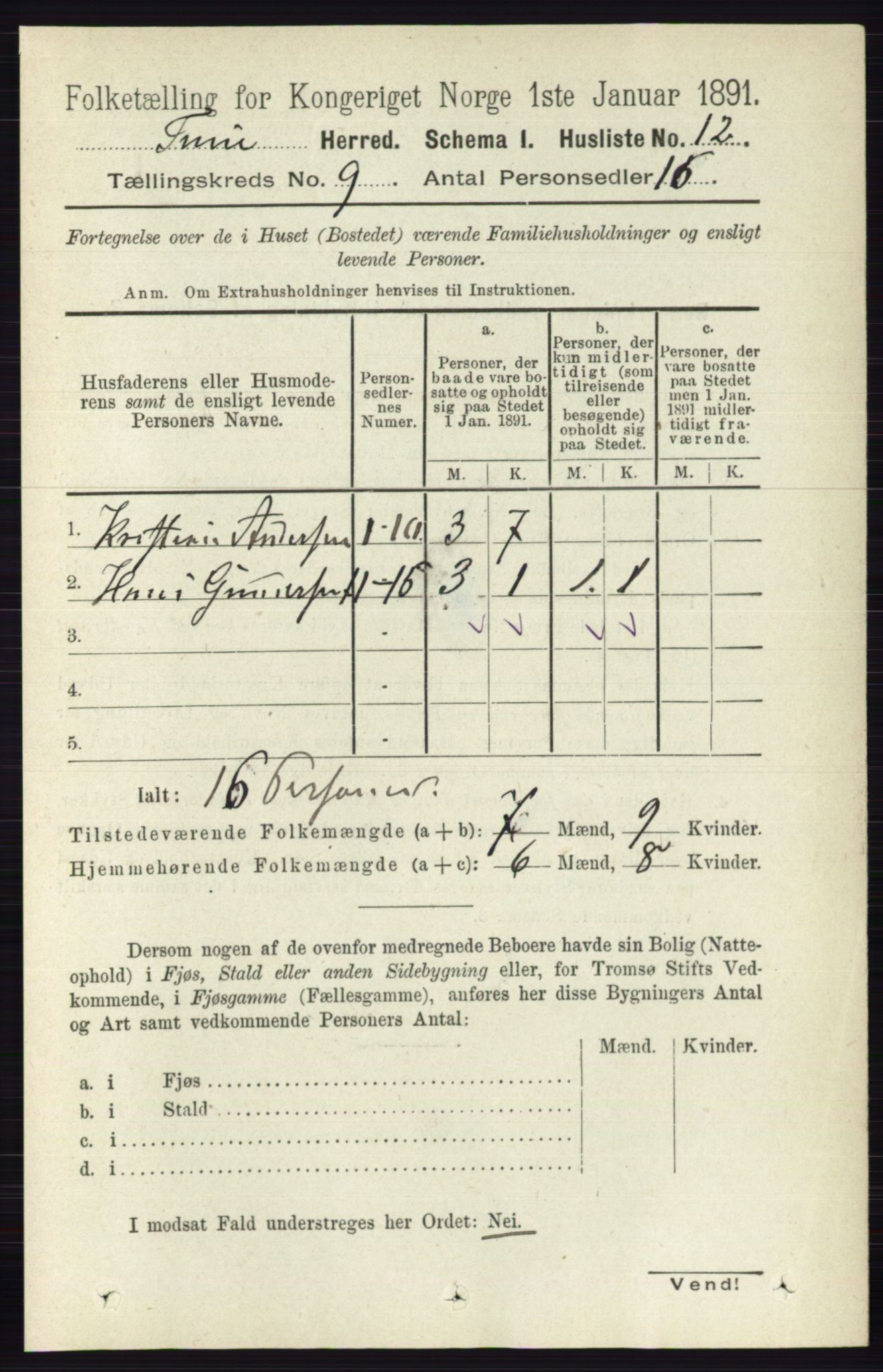 RA, 1891 census for 0130 Tune, 1891, p. 6153