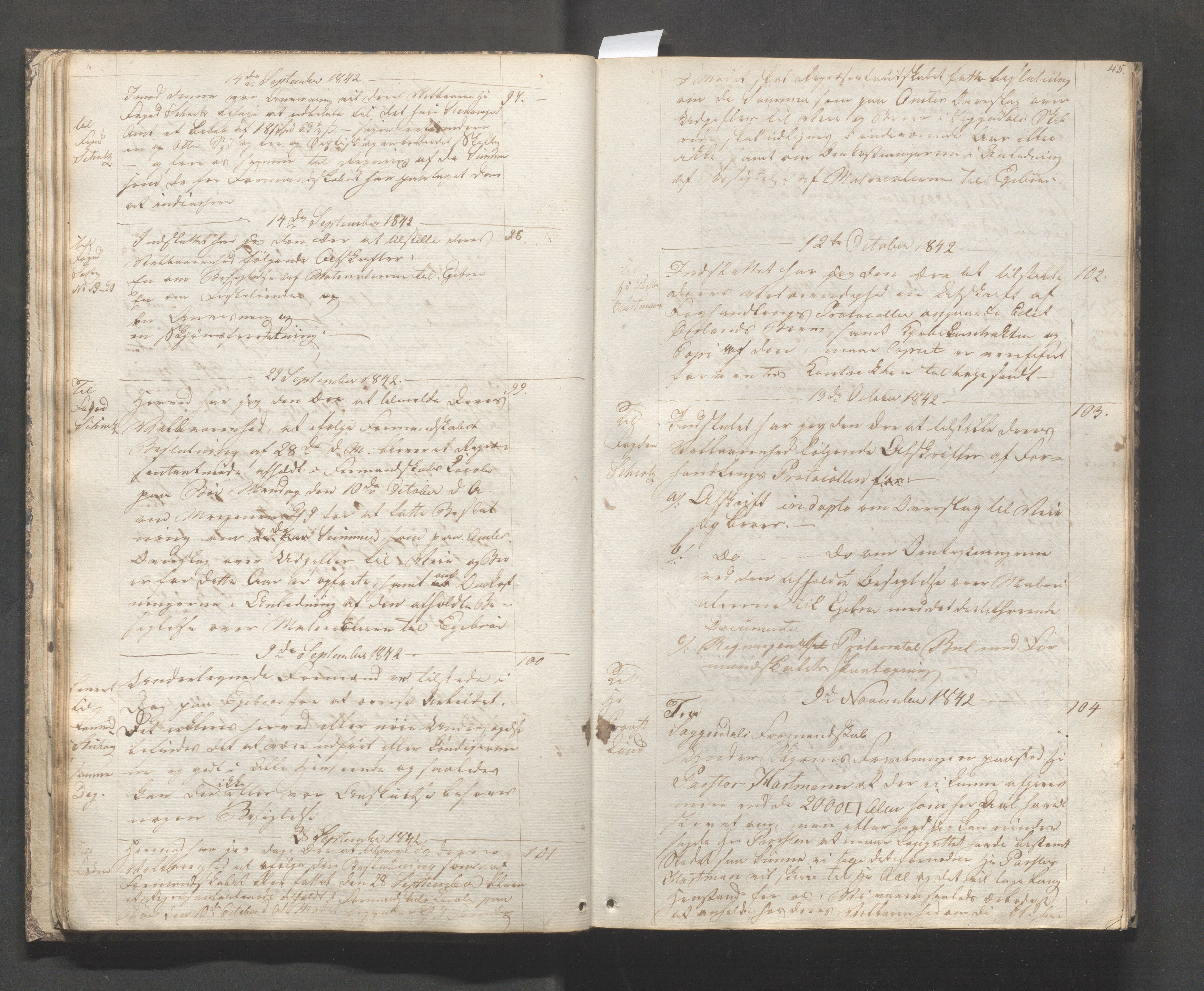 Sokndal kommune - Formannskapet/Sentraladministrasjonen, IKAR/K-101099/B/L0001: Kopibok, 1837-1886, p. 45