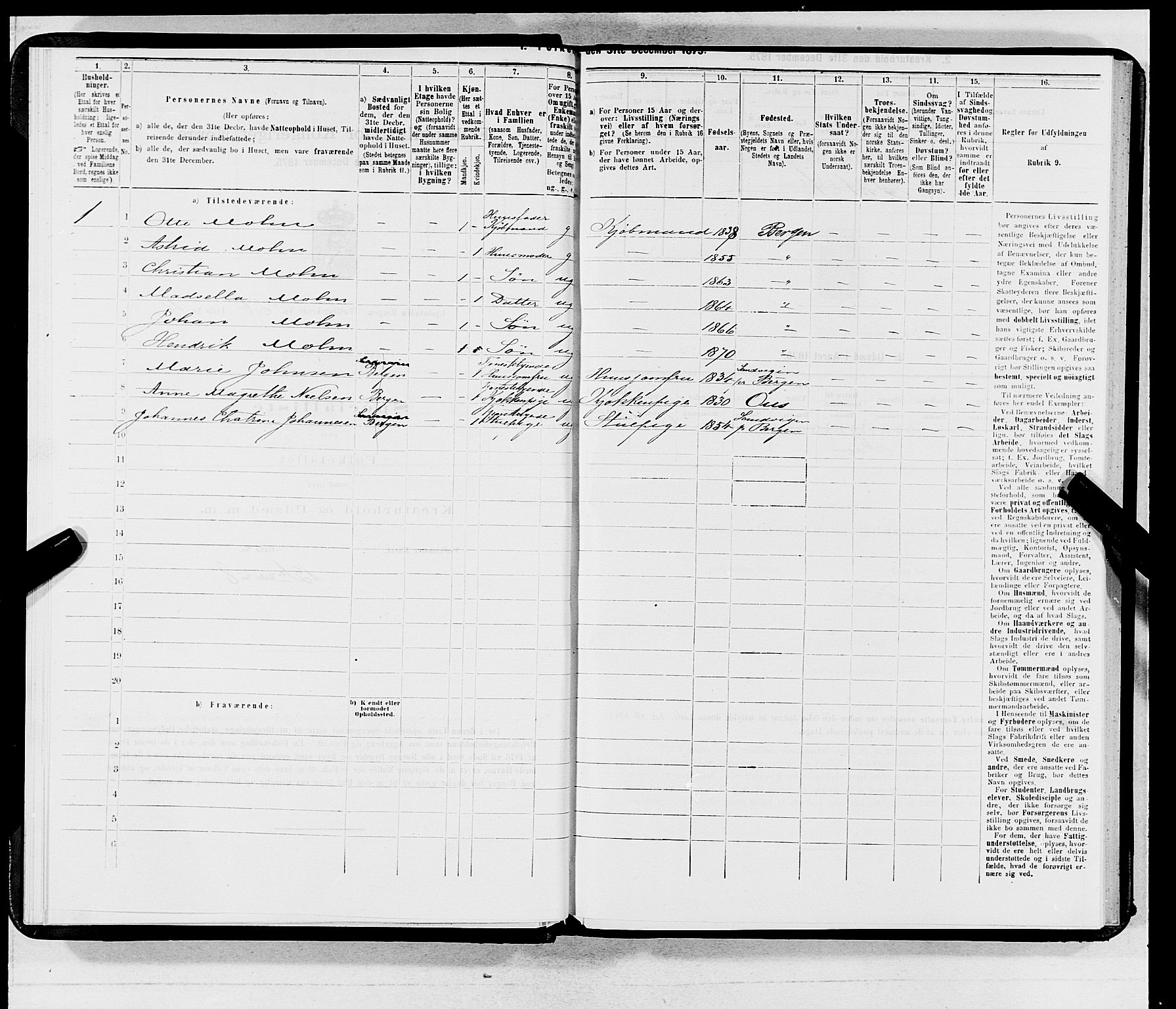 SAB, 1875 census for 1301 Bergen, 1875, p. 2963