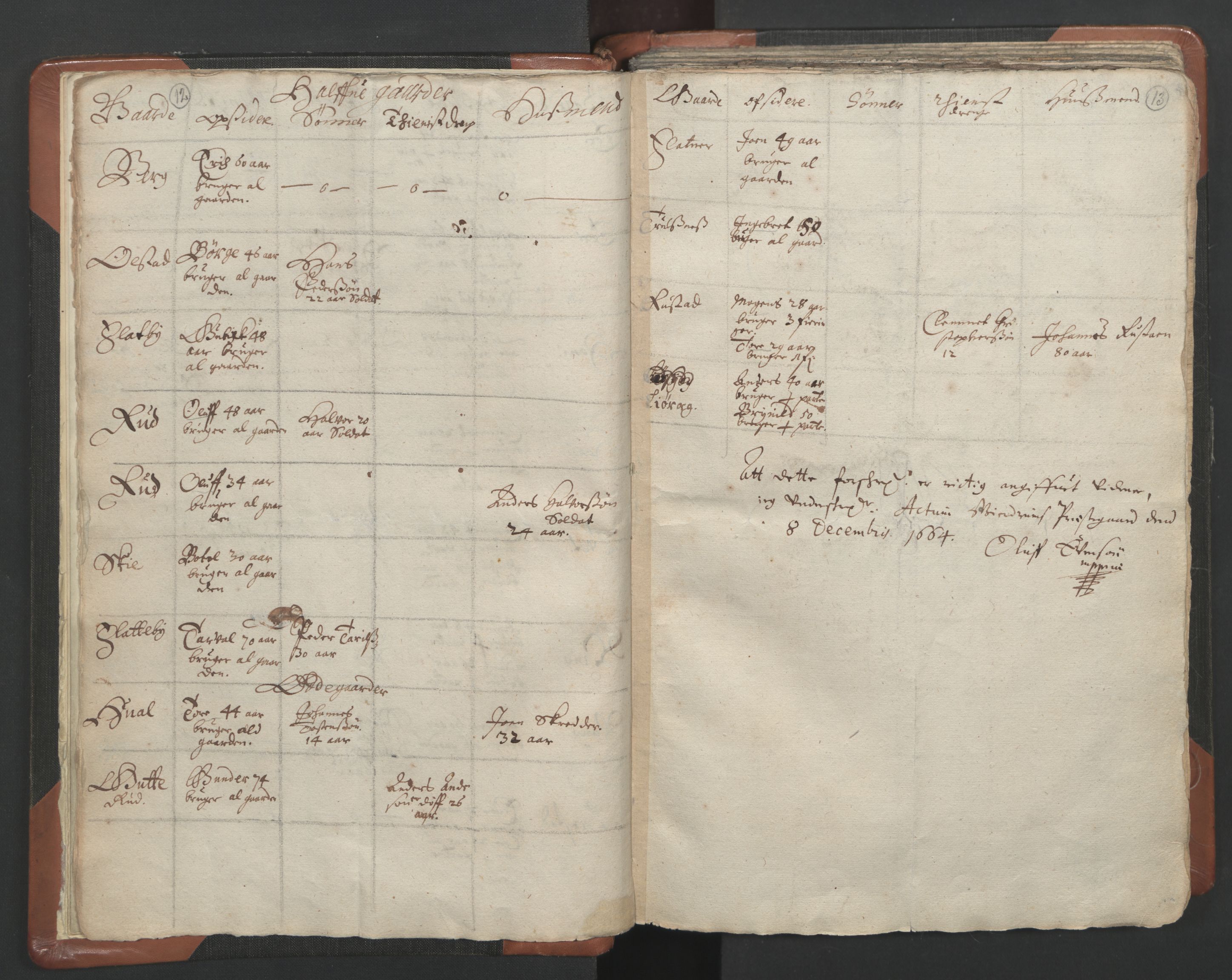 RA, Vicar's Census 1664-1666, no. 4: Øvre Romerike deanery, 1664-1666, p. 12-13