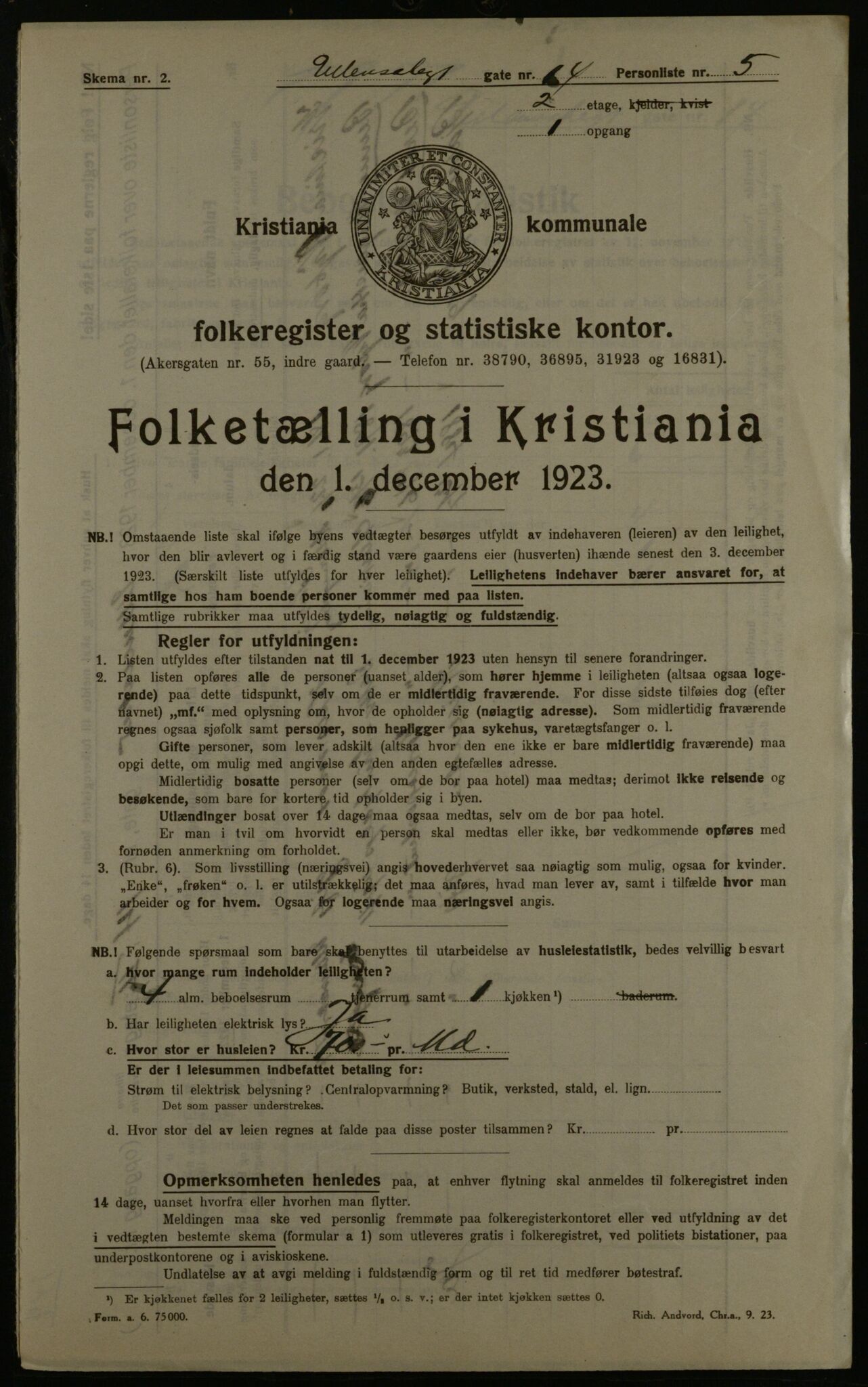 OBA, Municipal Census 1923 for Kristiania, 1923, p. 131312