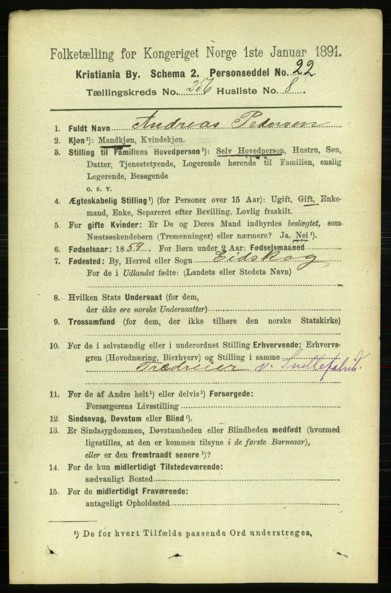 RA, 1891 census for 0301 Kristiania, 1891, p. 156255