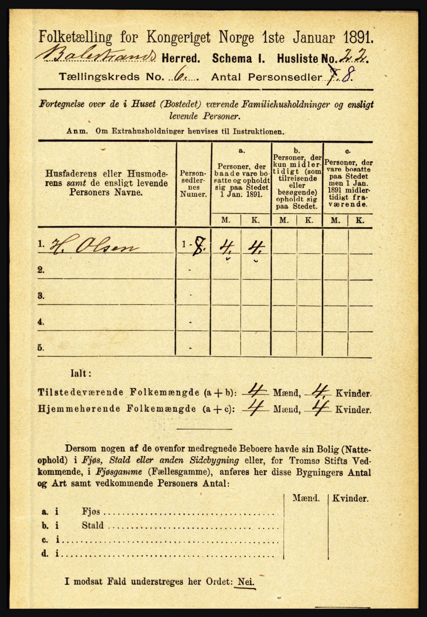 RA, 1891 census for 1418 Balestrand, 1891, p. 1356