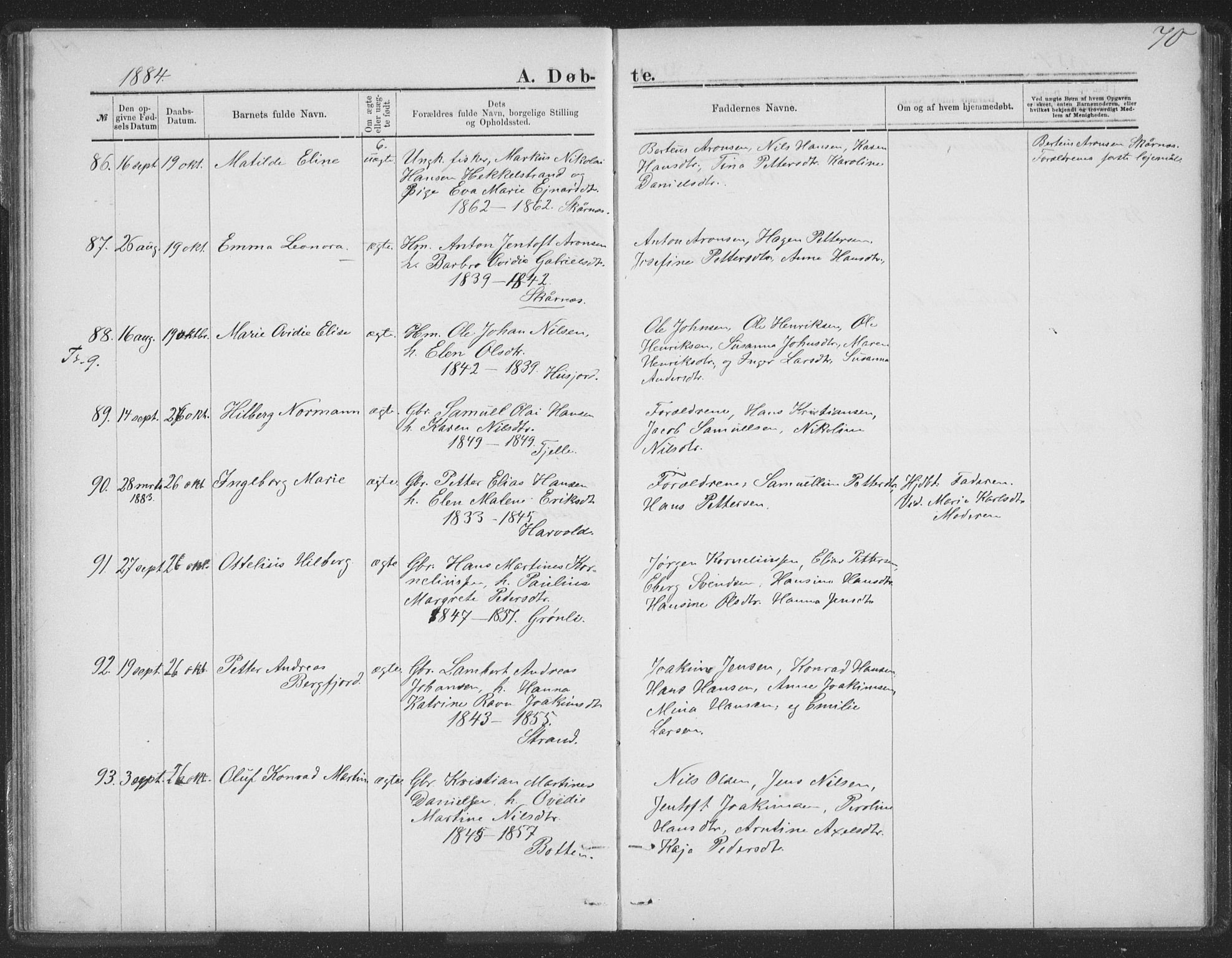 Ministerialprotokoller, klokkerbøker og fødselsregistre - Nordland, AV/SAT-A-1459/863/L0913: Parish register (copy) no. 863C03, 1877-1885, p. 70