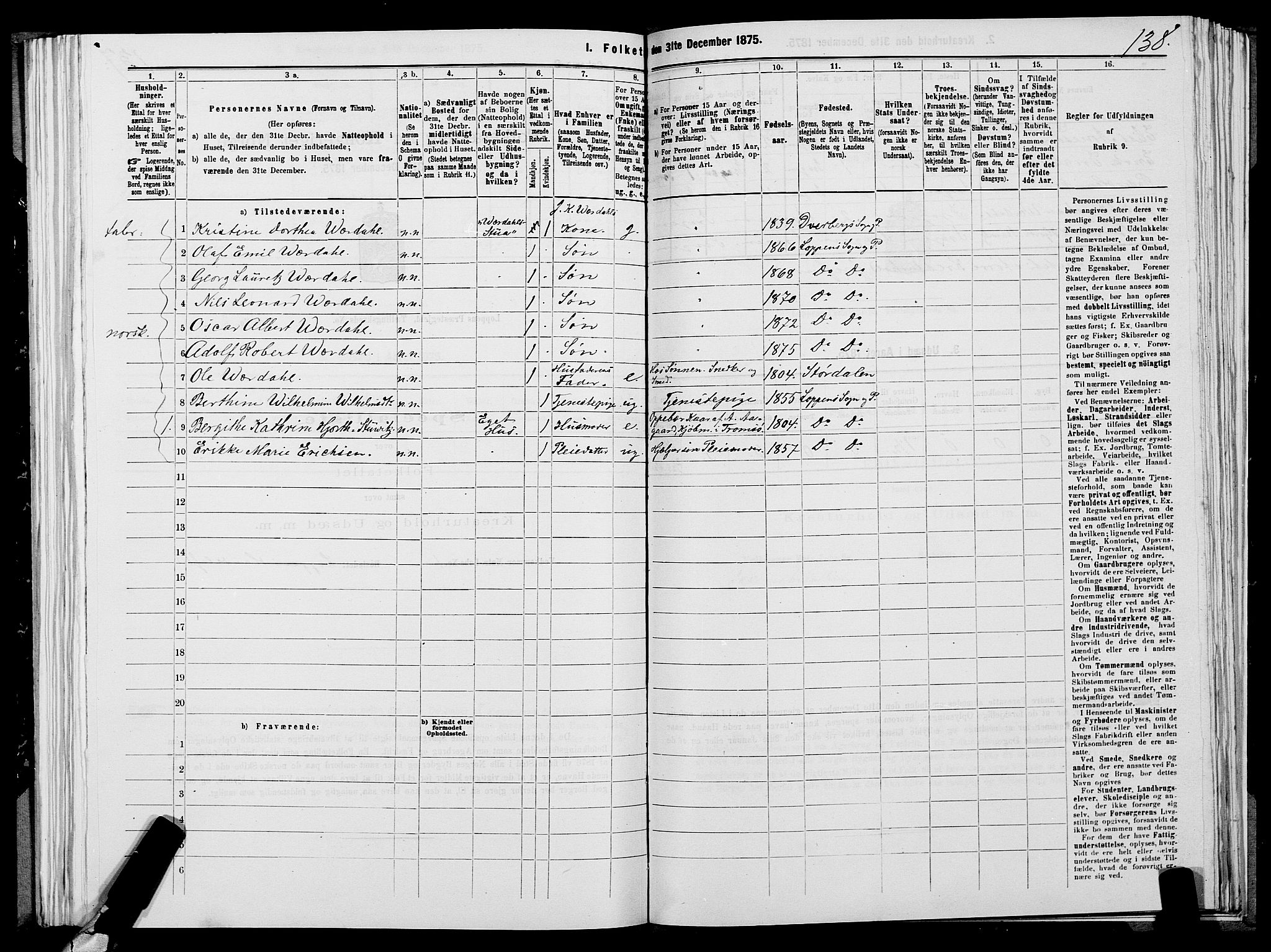 SATØ, 1875 census for 2014P Loppa, 1875, p. 2138