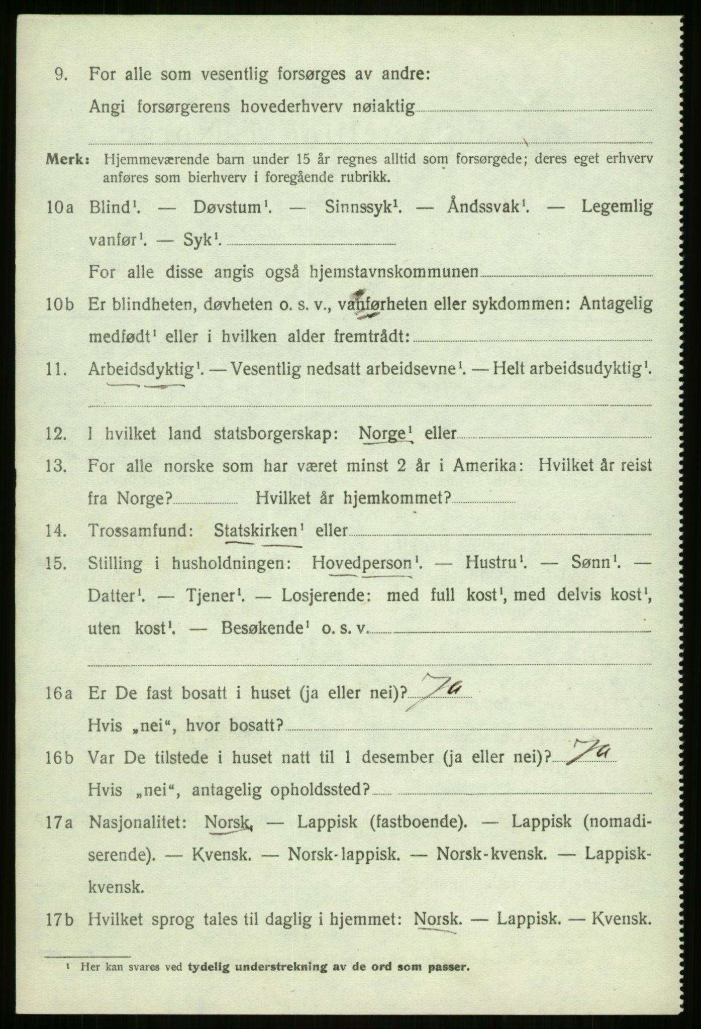 SATØ, 1920 census for Malangen, 1920, p. 1885