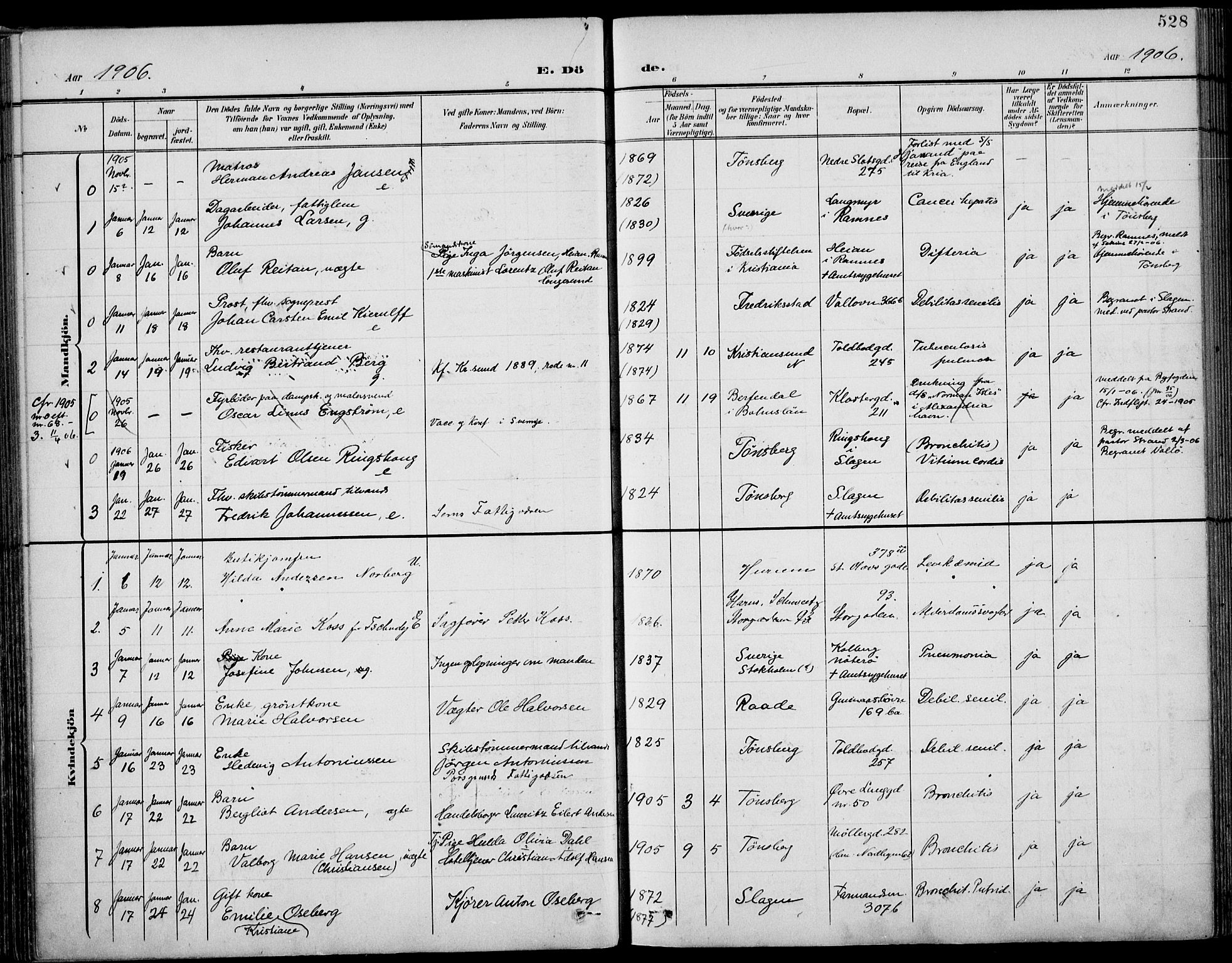 Tønsberg kirkebøker, AV/SAKO-A-330/F/Fa/L0013: Parish register (official) no. I 13, 1900-1913, p. 528