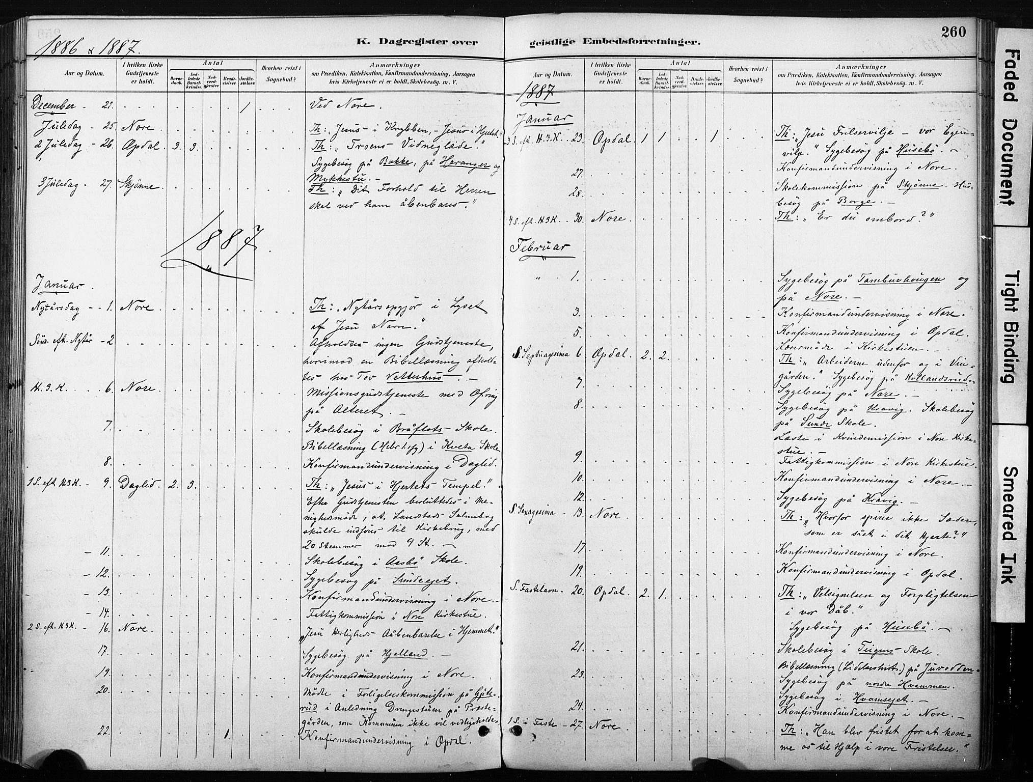 Nore kirkebøker, SAKO/A-238/F/Fb/L0002: Parish register (official) no. II 2, 1886-1906, p. 260