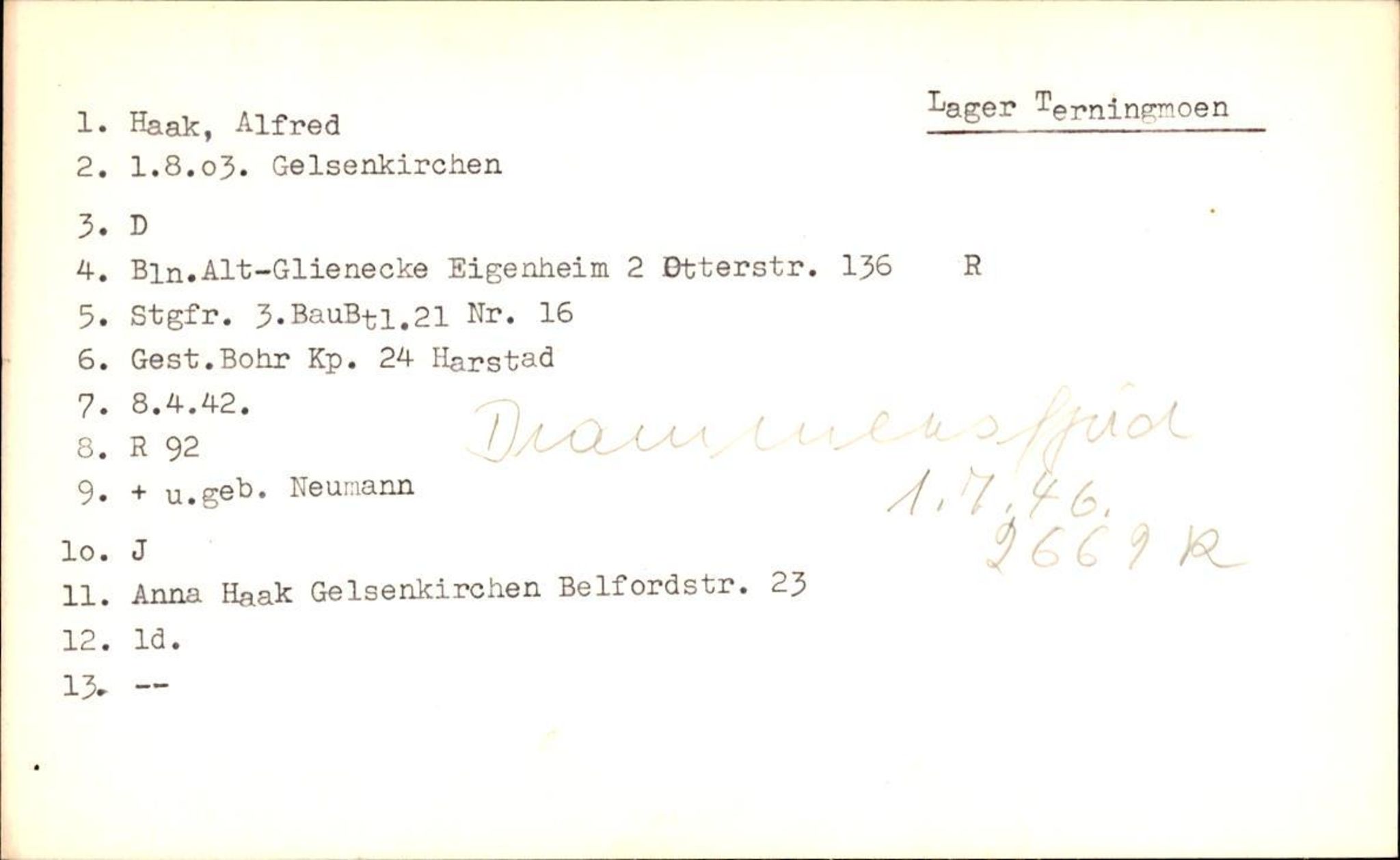 Hjemsendte tyskere , AV/RA-RAFA-6487/D/Db/L0012: Grimmer-Hecht, 1945-1947, p. 496