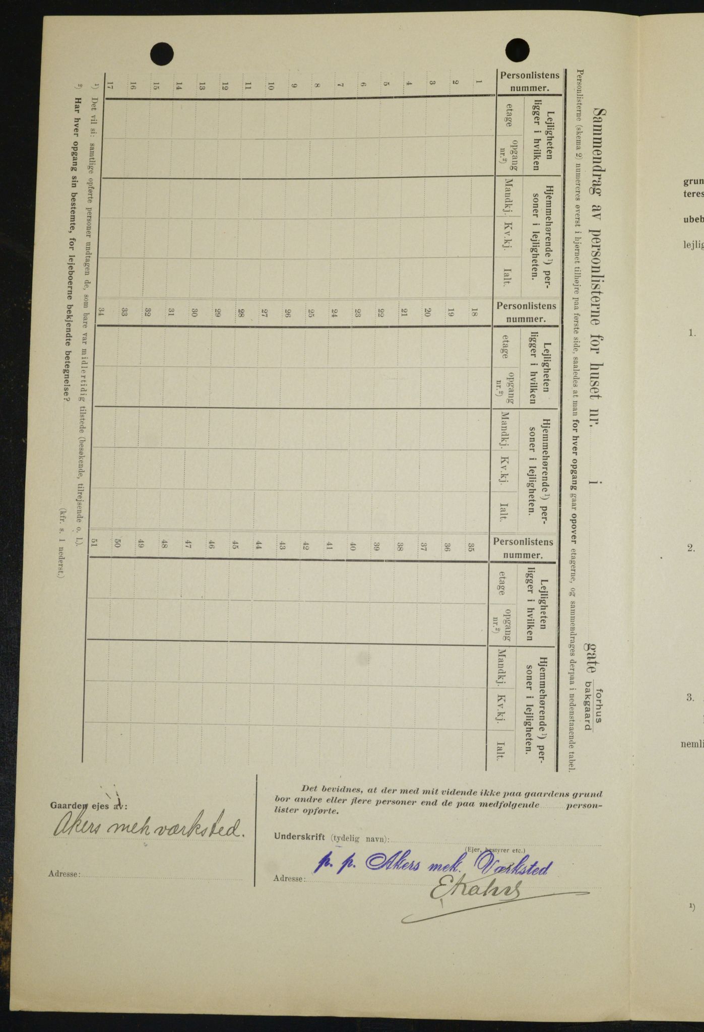 OBA, Municipal Census 1909 for Kristiania, 1909, p. 14487