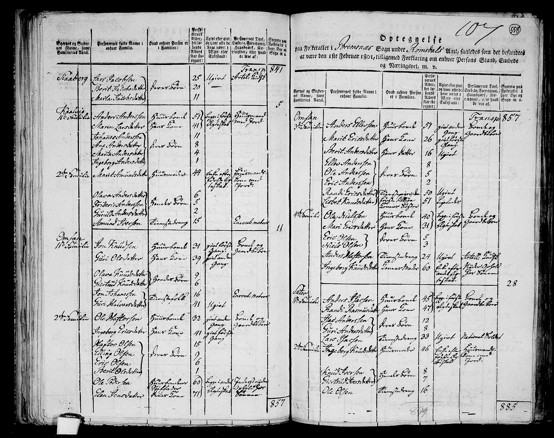 RA, 1801 census for 1553P Kvernes, 1801, p. 557b-558a