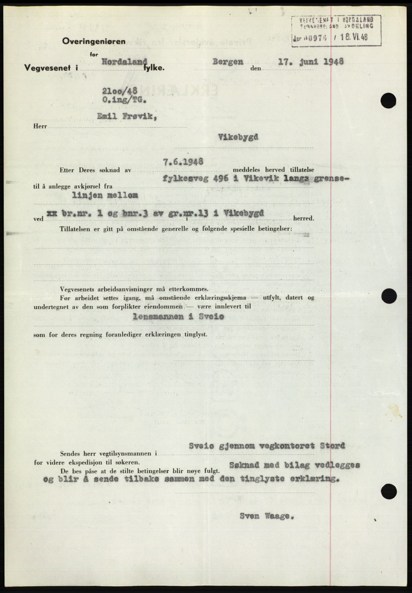 Sunnhordland sorenskrivar, AV/SAB-A-2401: Mortgage book no. B75-79, 1948-1950, Diary no: : 1420/1948