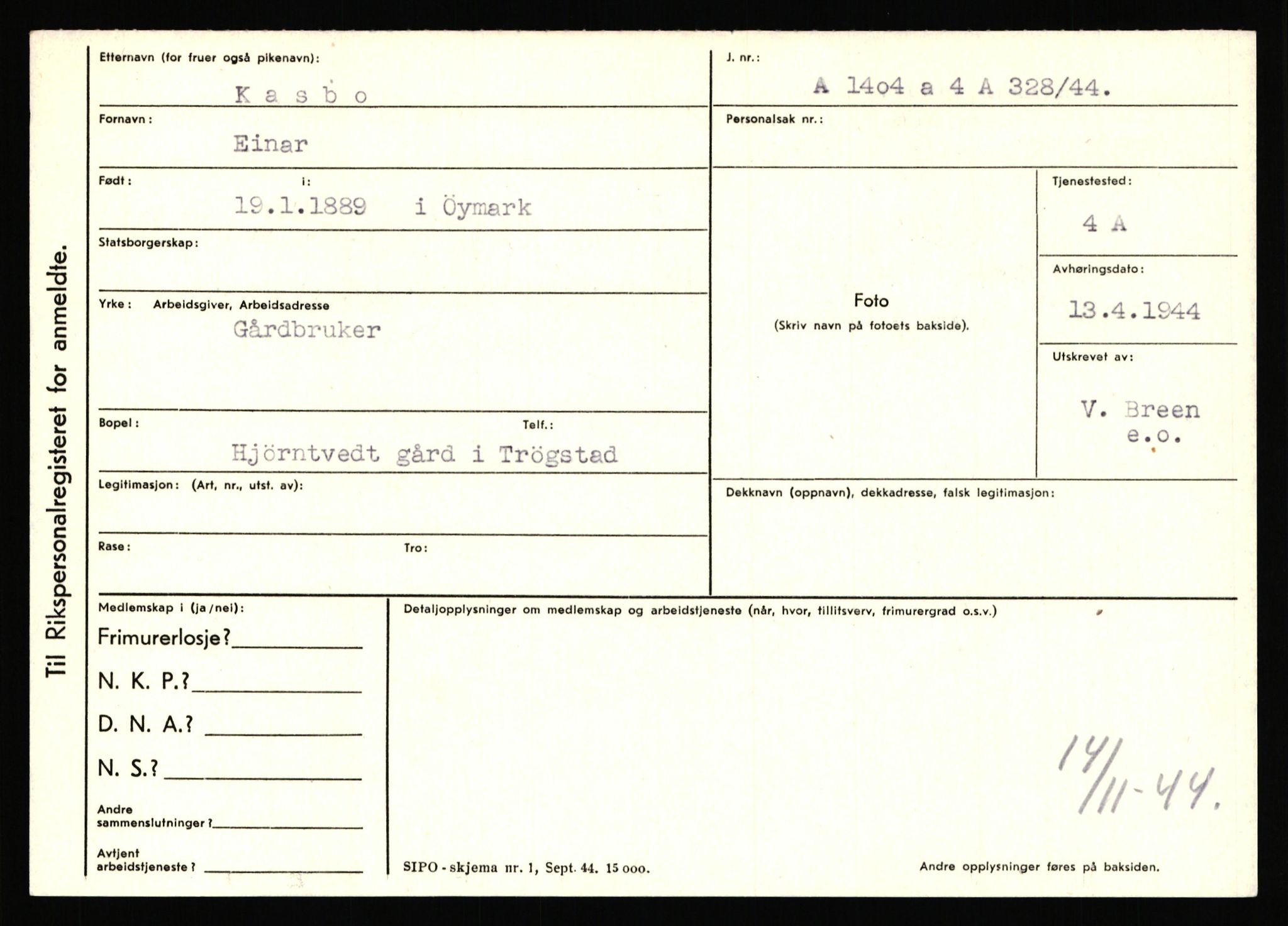 Statspolitiet - Hovedkontoret / Osloavdelingen, AV/RA-S-1329/C/Ca/L0008: Johan(nes)sen - Knoph, 1943-1945, p. 3876