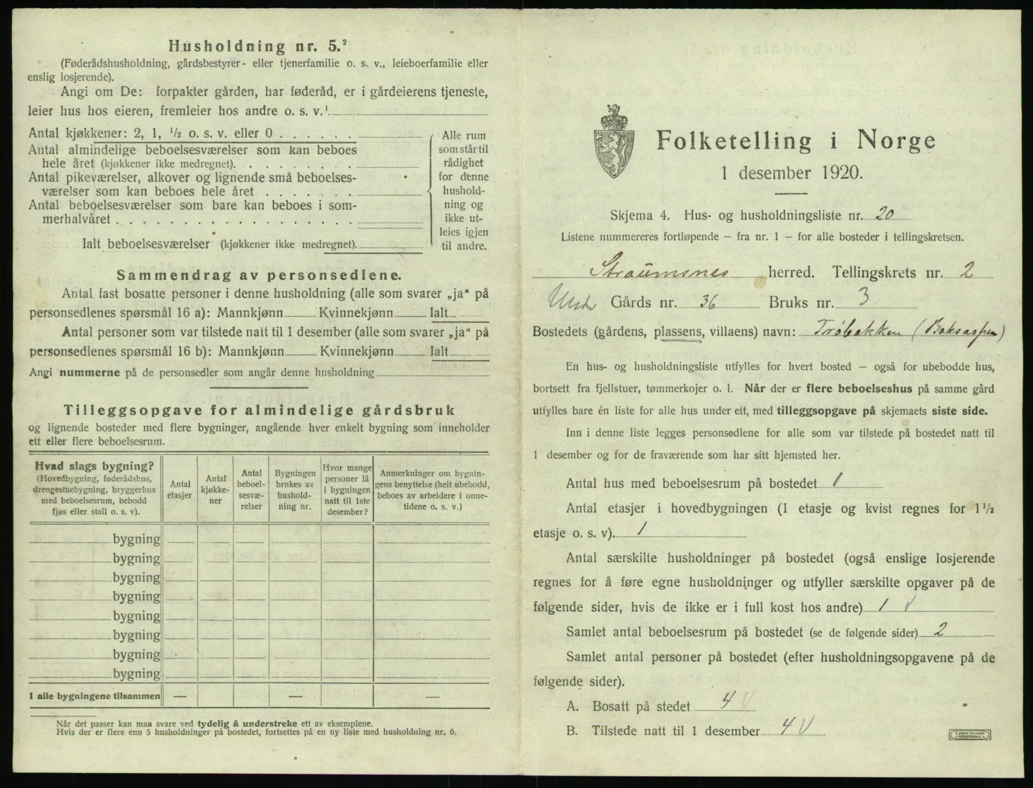 SAT, 1920 census for Straumsnes, 1920, p. 143