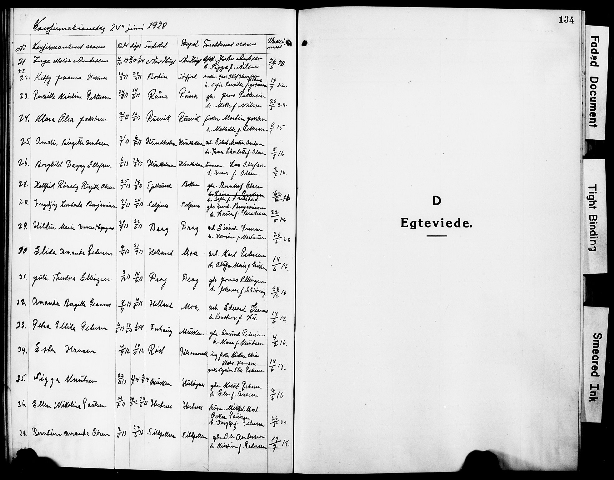 Ministerialprotokoller, klokkerbøker og fødselsregistre - Nordland, SAT/A-1459/861/L0878: Parish register (copy) no. 861C04, 1917-1928, p. 134
