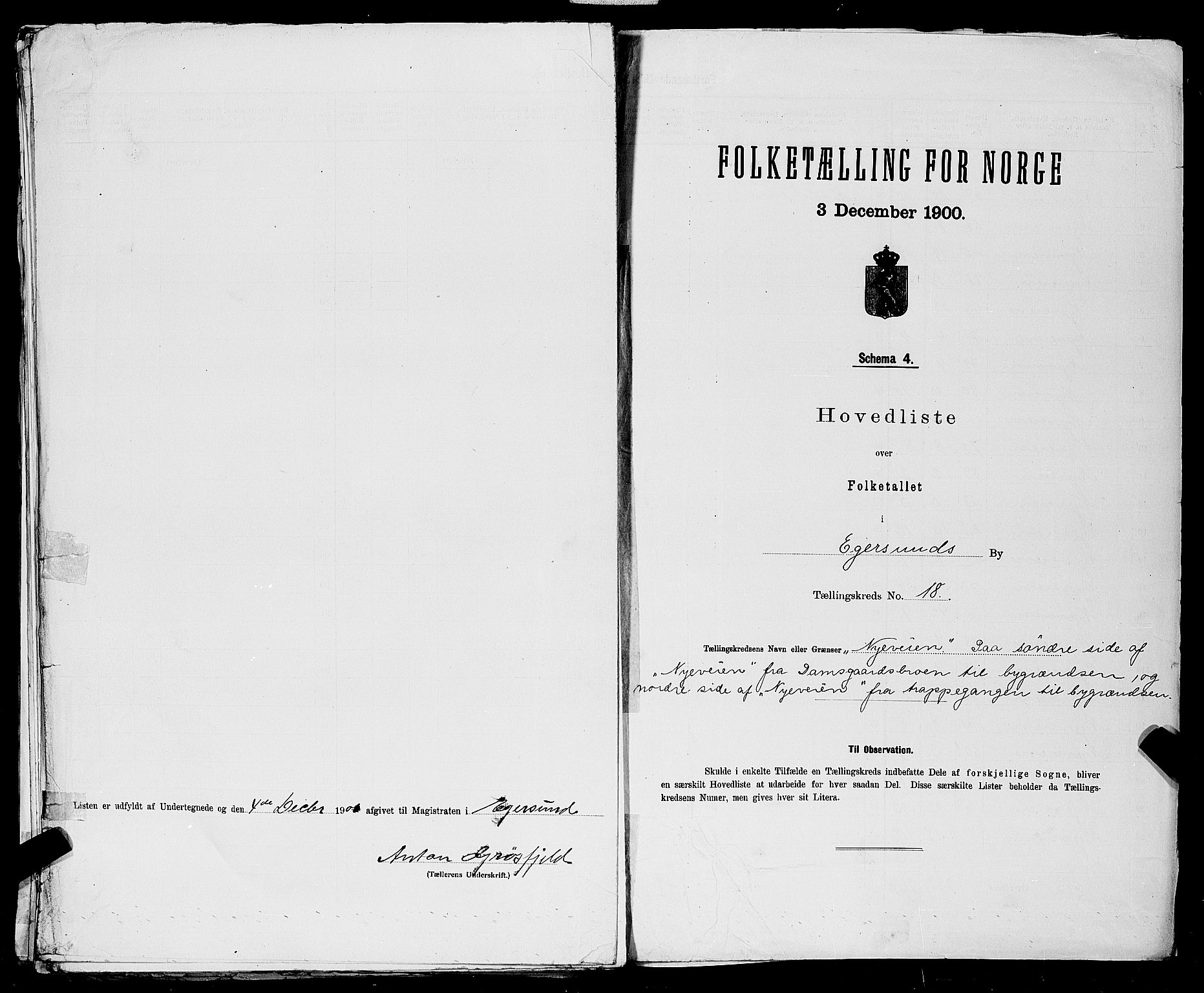 SAST, 1900 census for Egersund, 1900, p. 58