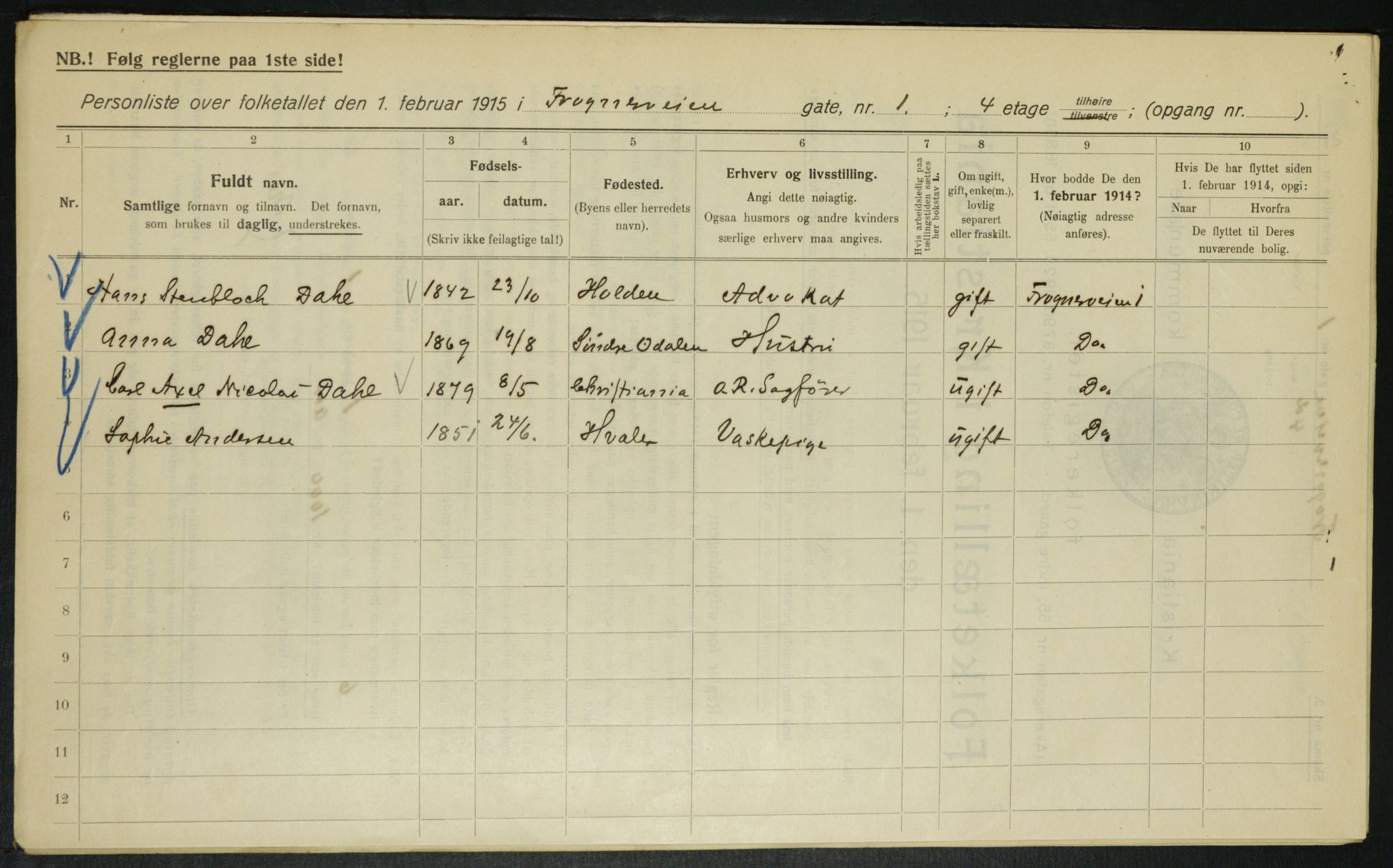 OBA, Municipal Census 1915 for Kristiania, 1915, p. 26784