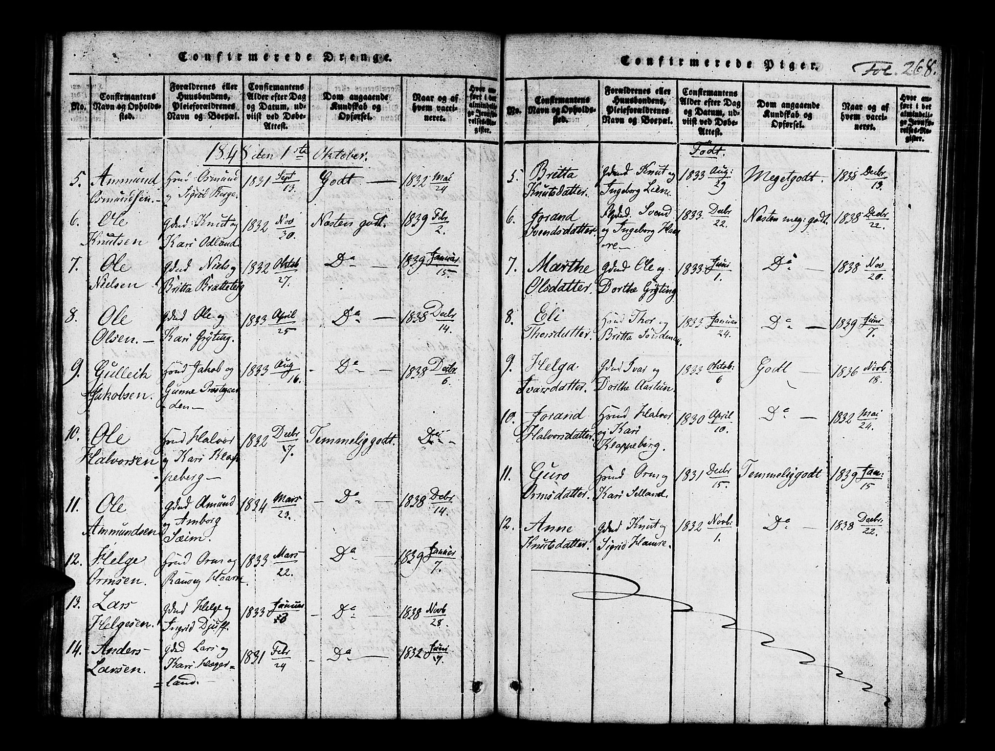 Røldal sokneprestembete, AV/SAB-A-100247: Parish register (official) no. A 2, 1817-1856, p. 268