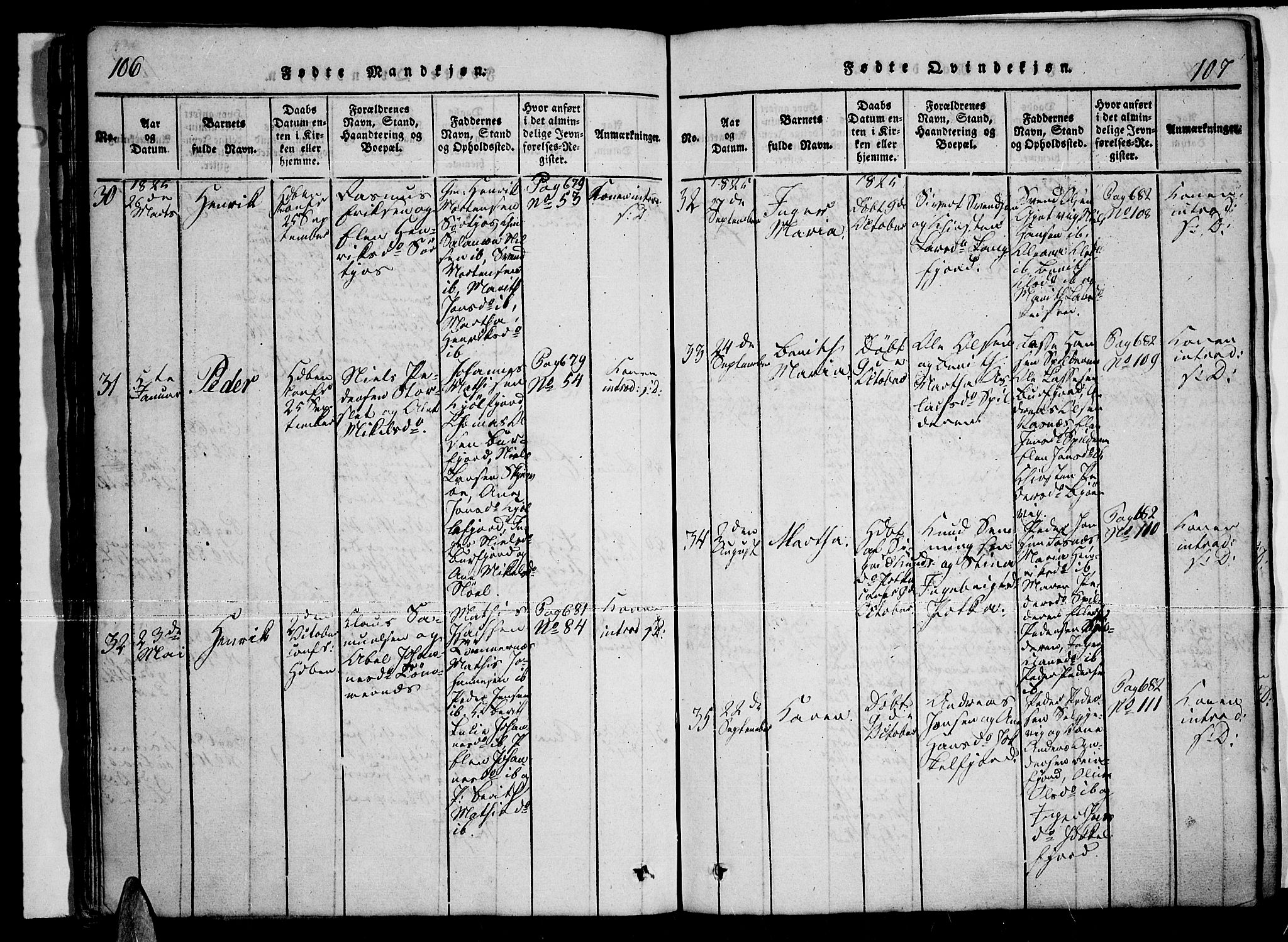 Skjervøy sokneprestkontor, SATØ/S-1300/H/Ha/Haa/L0004kirke: Parish register (official) no. 4, 1820-1838, p. 106-107