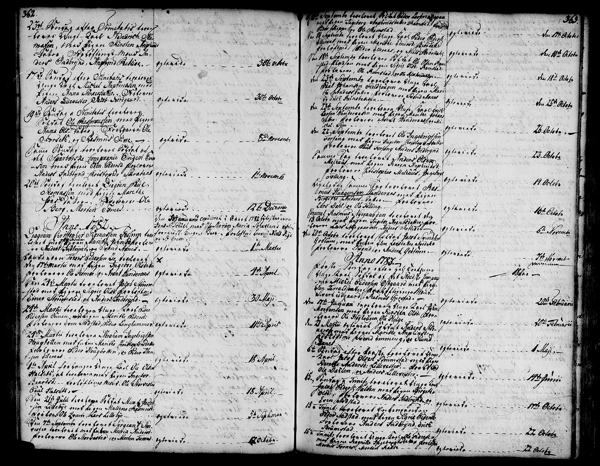 Ministerialprotokoller, klokkerbøker og fødselsregistre - Nord-Trøndelag, SAT/A-1458/746/L0440: Parish register (official) no. 746A02, 1760-1815, p. 362-363