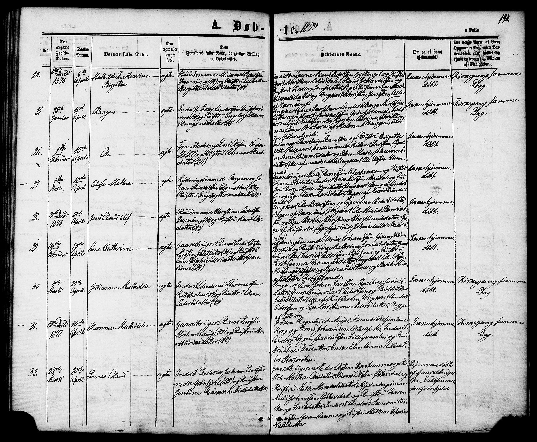 Ministerialprotokoller, klokkerbøker og fødselsregistre - Nordland, SAT/A-1459/827/L0393: Parish register (official) no. 827A05, 1863-1883, p. 194