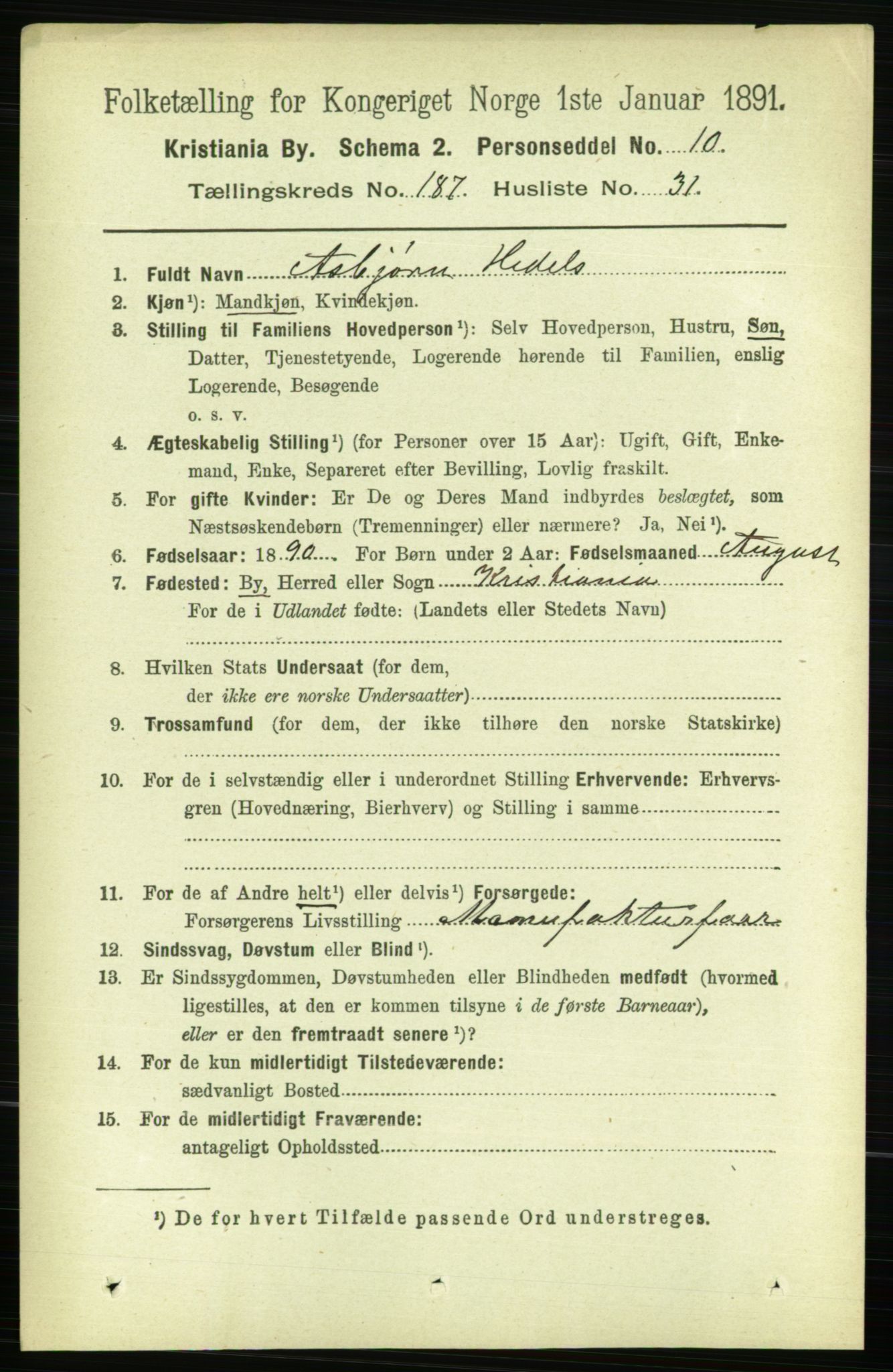 RA, 1891 census for 0301 Kristiania, 1891, p. 112434