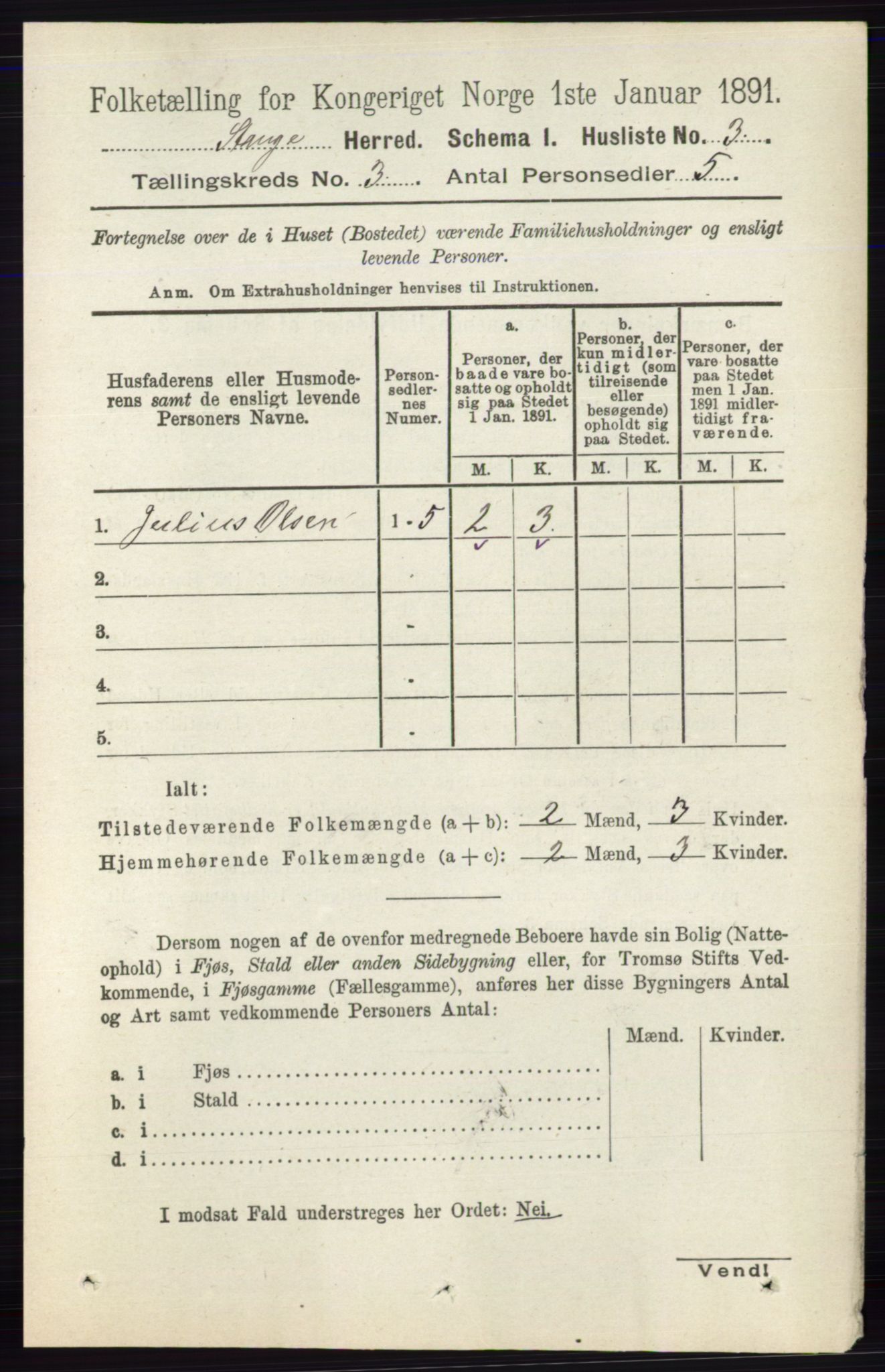 RA, 1891 census for 0417 Stange, 1891, p. 1534