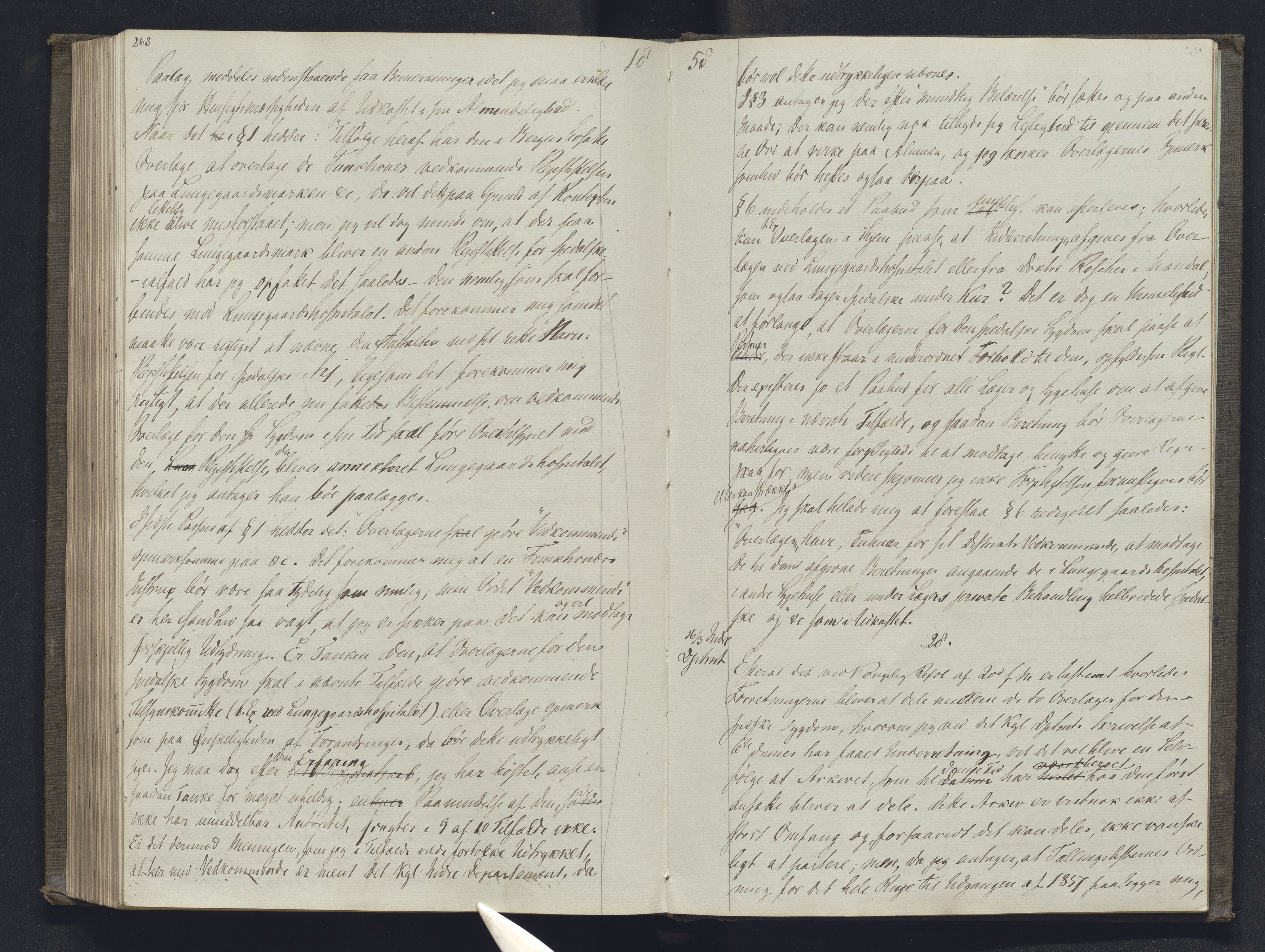Lepraarkiver - Overlegen for den spedalske sykdom, AV/SAB-A-61001/B.b/L0001: Kopibok, 1854-1858, p. 268-269