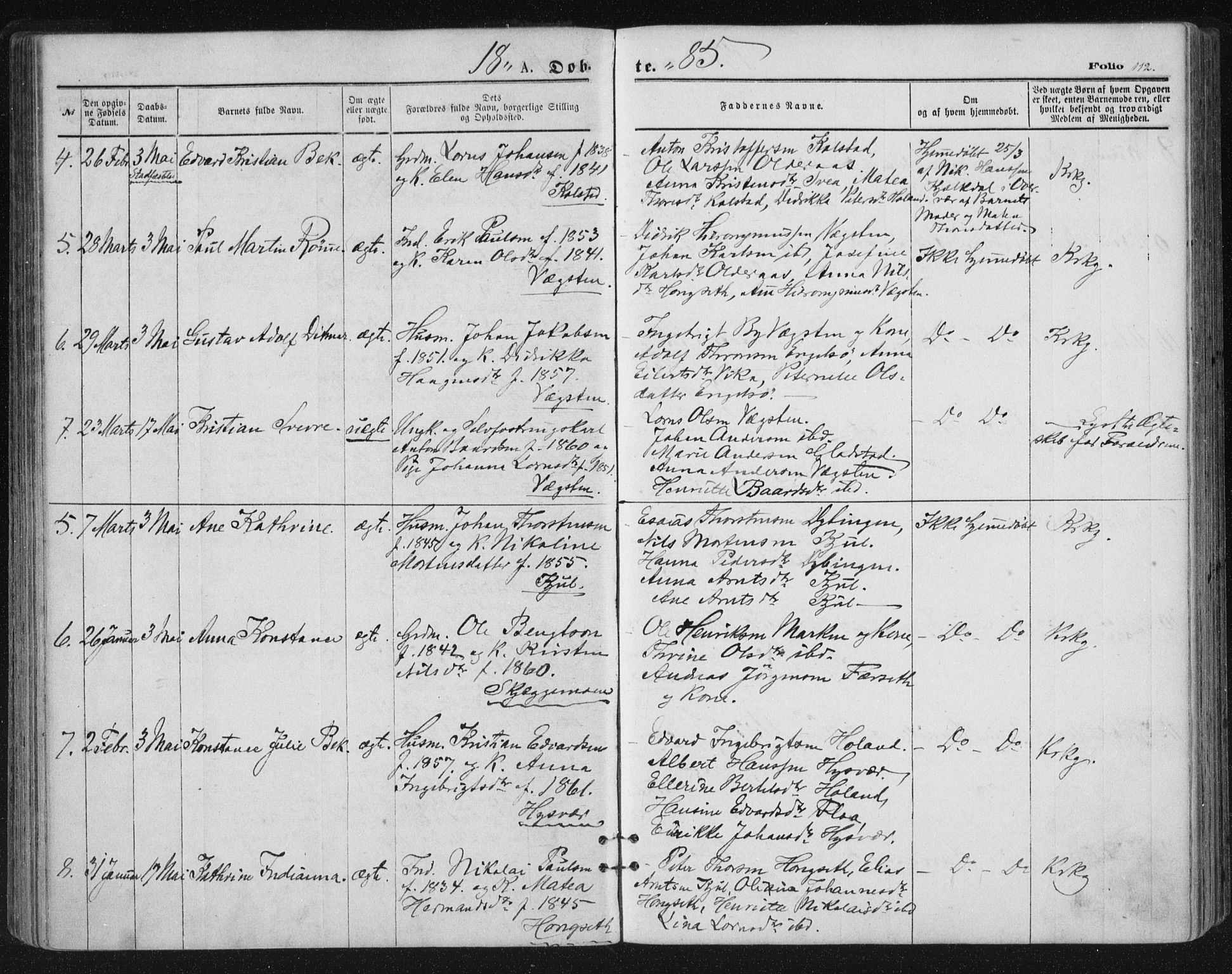 Ministerialprotokoller, klokkerbøker og fødselsregistre - Nordland, SAT/A-1459/816/L0241: Parish register (official) no. 816A07, 1870-1885, p. 112