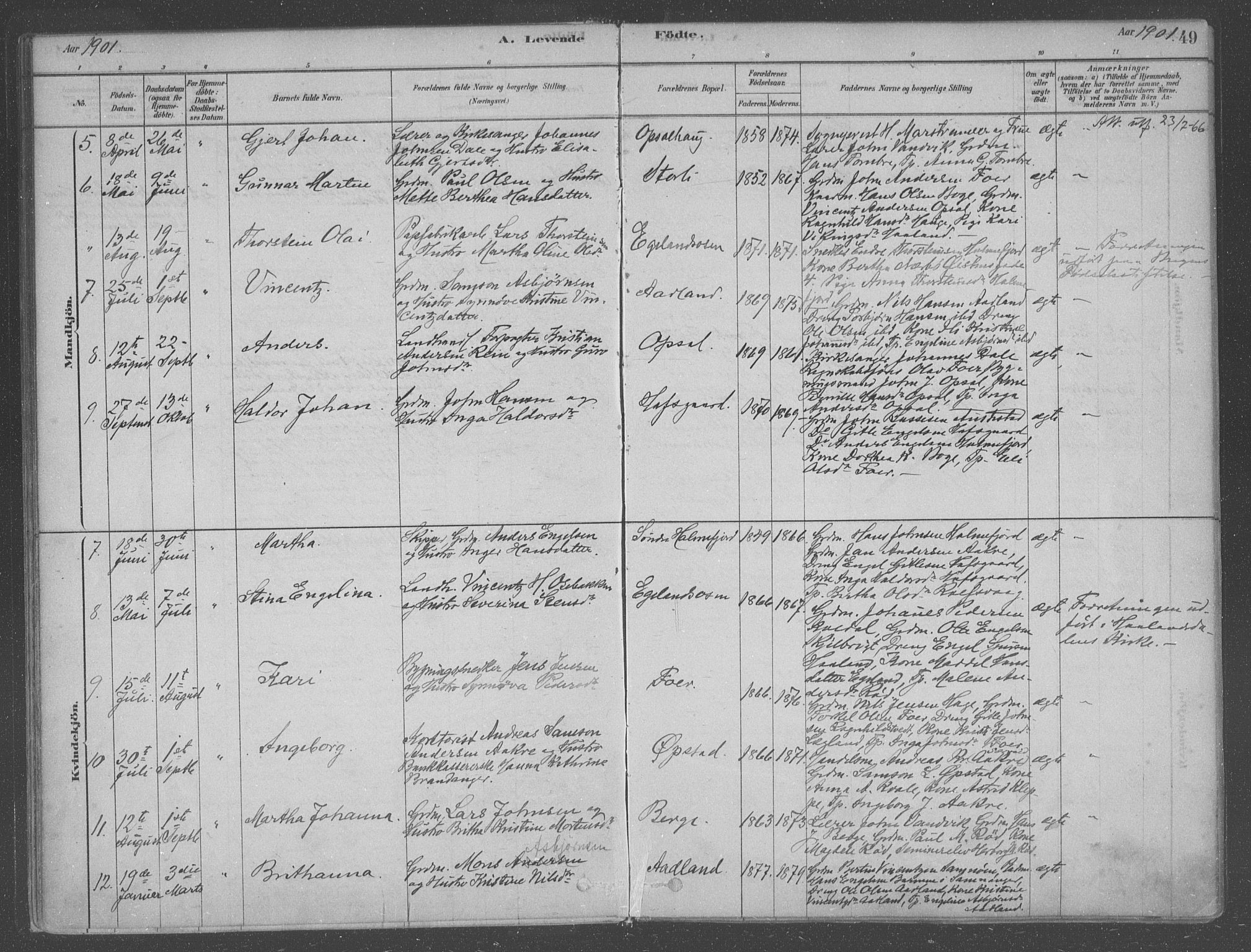 Fusa sokneprestembete, AV/SAB-A-75401/H/Haa: Parish register (official) no. B 1, 1880-1938, p. 49