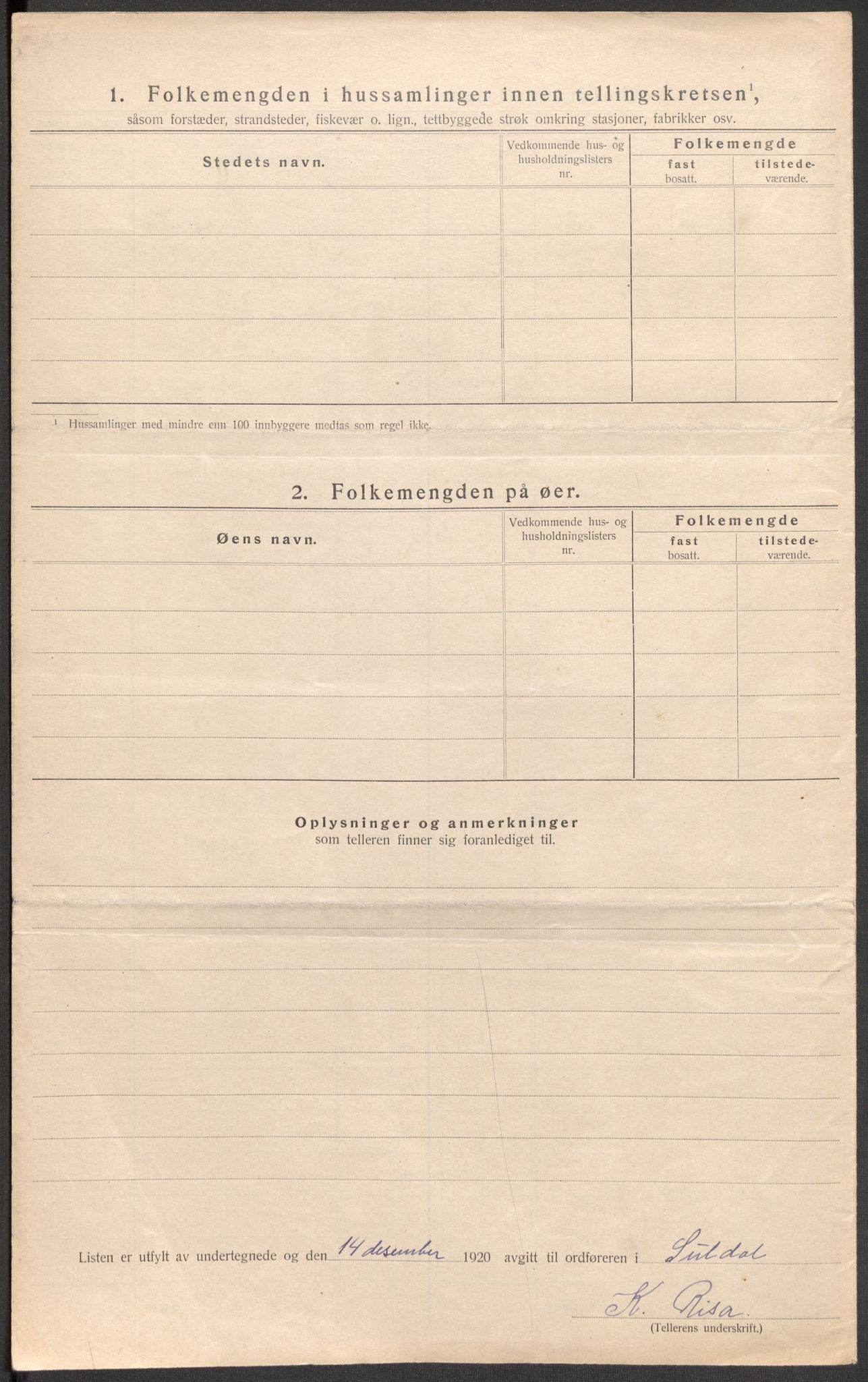 SAST, 1920 census for Suldal, 1920, p. 45