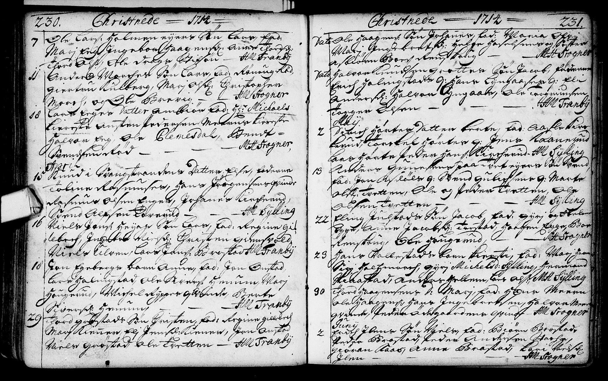 Lier kirkebøker, SAKO/A-230/F/Fa/L0002: Parish register (official) no. I 2, 1701-1726, p. 230-231