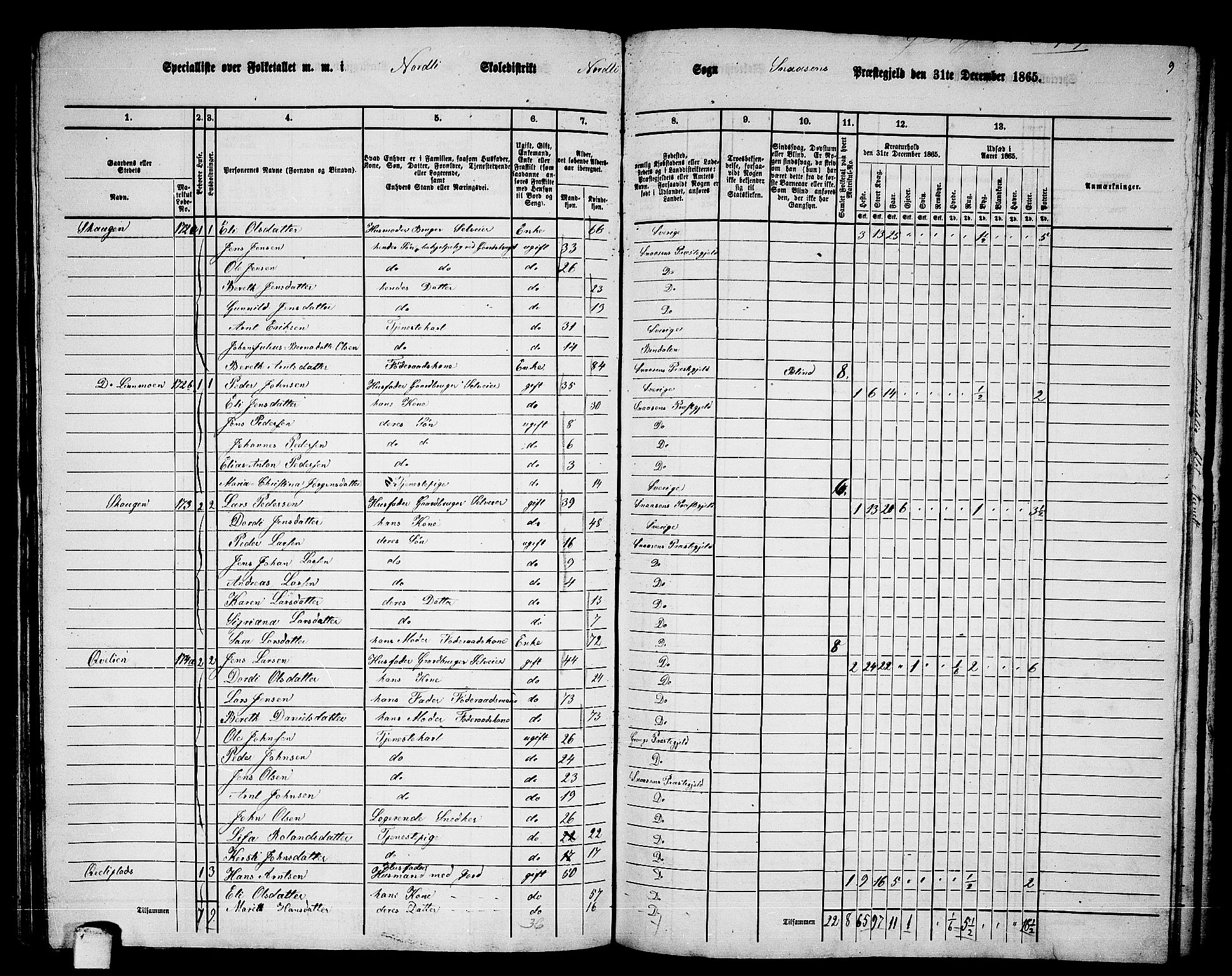 RA, 1865 census for Snåsa, 1865, p. 107