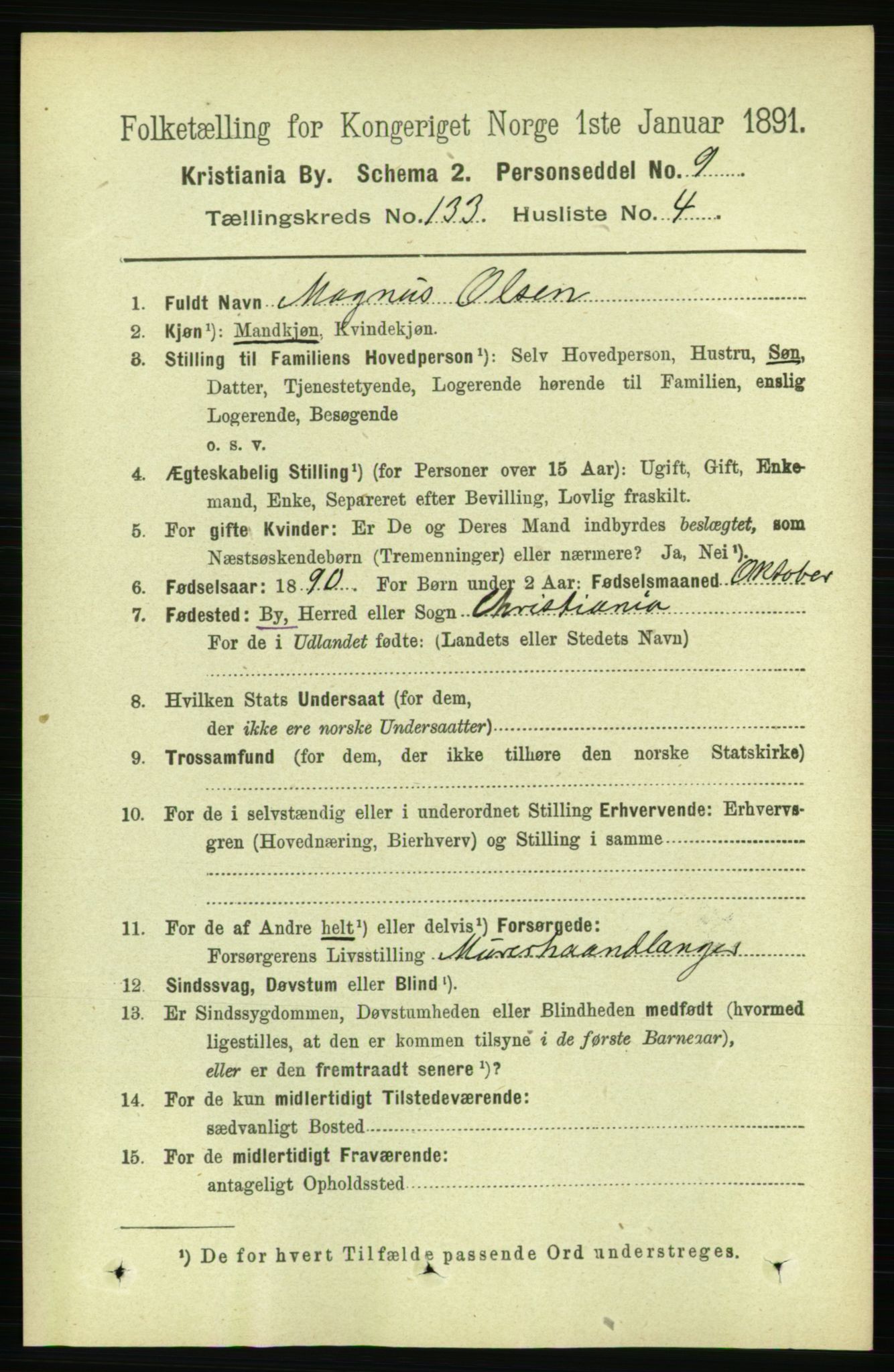 RA, 1891 census for 0301 Kristiania, 1891, p. 72603
