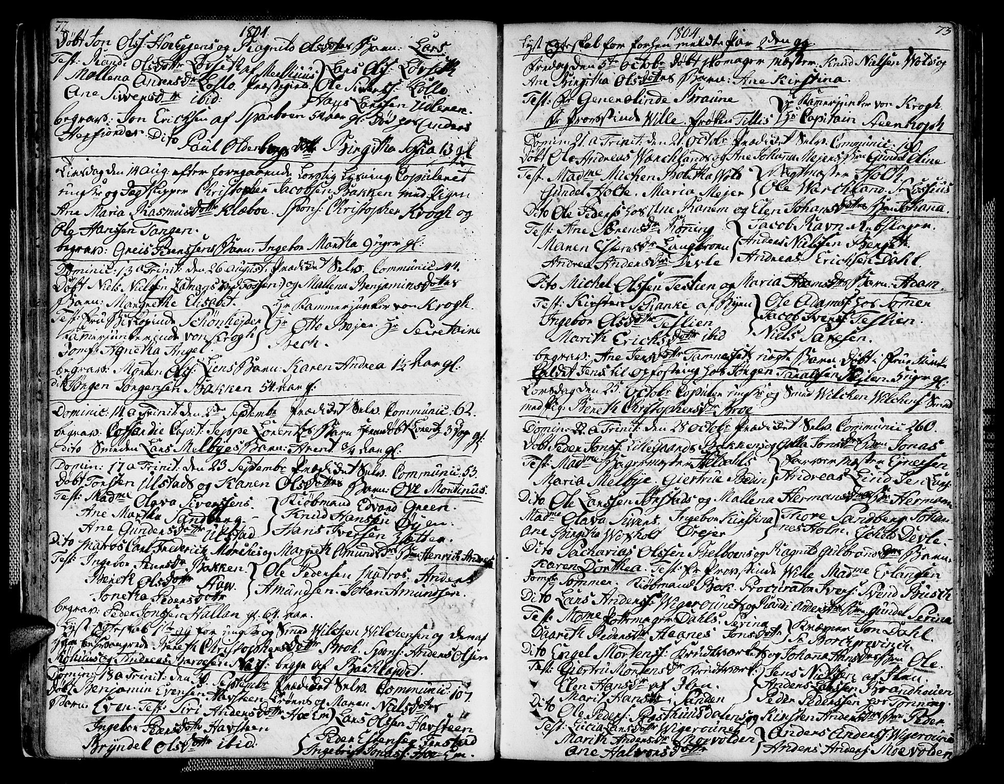 Ministerialprotokoller, klokkerbøker og fødselsregistre - Sør-Trøndelag, SAT/A-1456/604/L0181: Parish register (official) no. 604A02, 1798-1817, p. 72-73